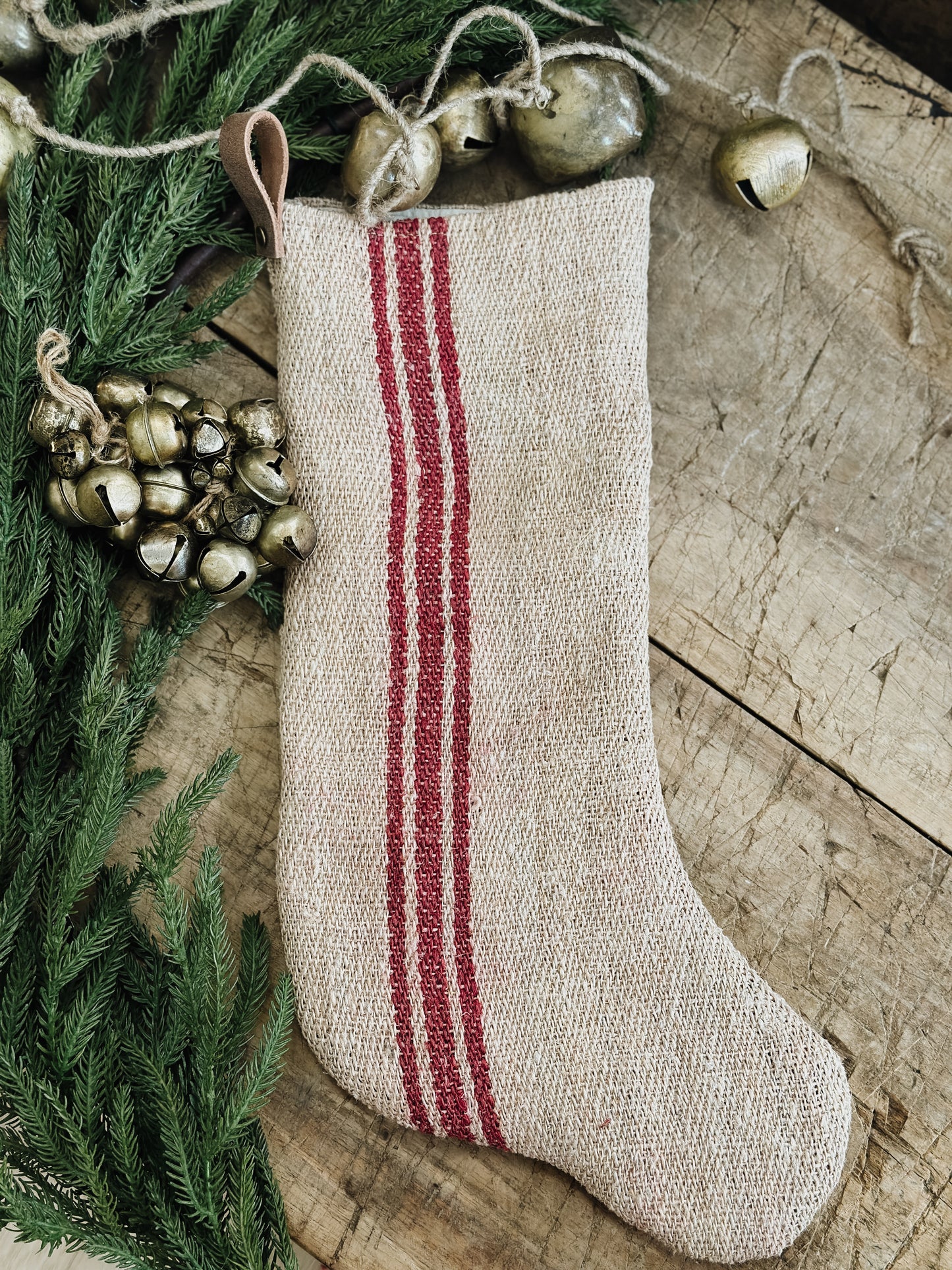 Vintage European Grain Sack Christmas Stockings