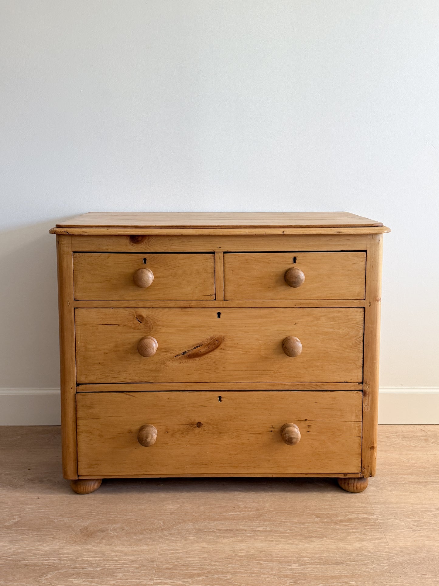 Antique English Pine Dresser, Two over Two Drawer