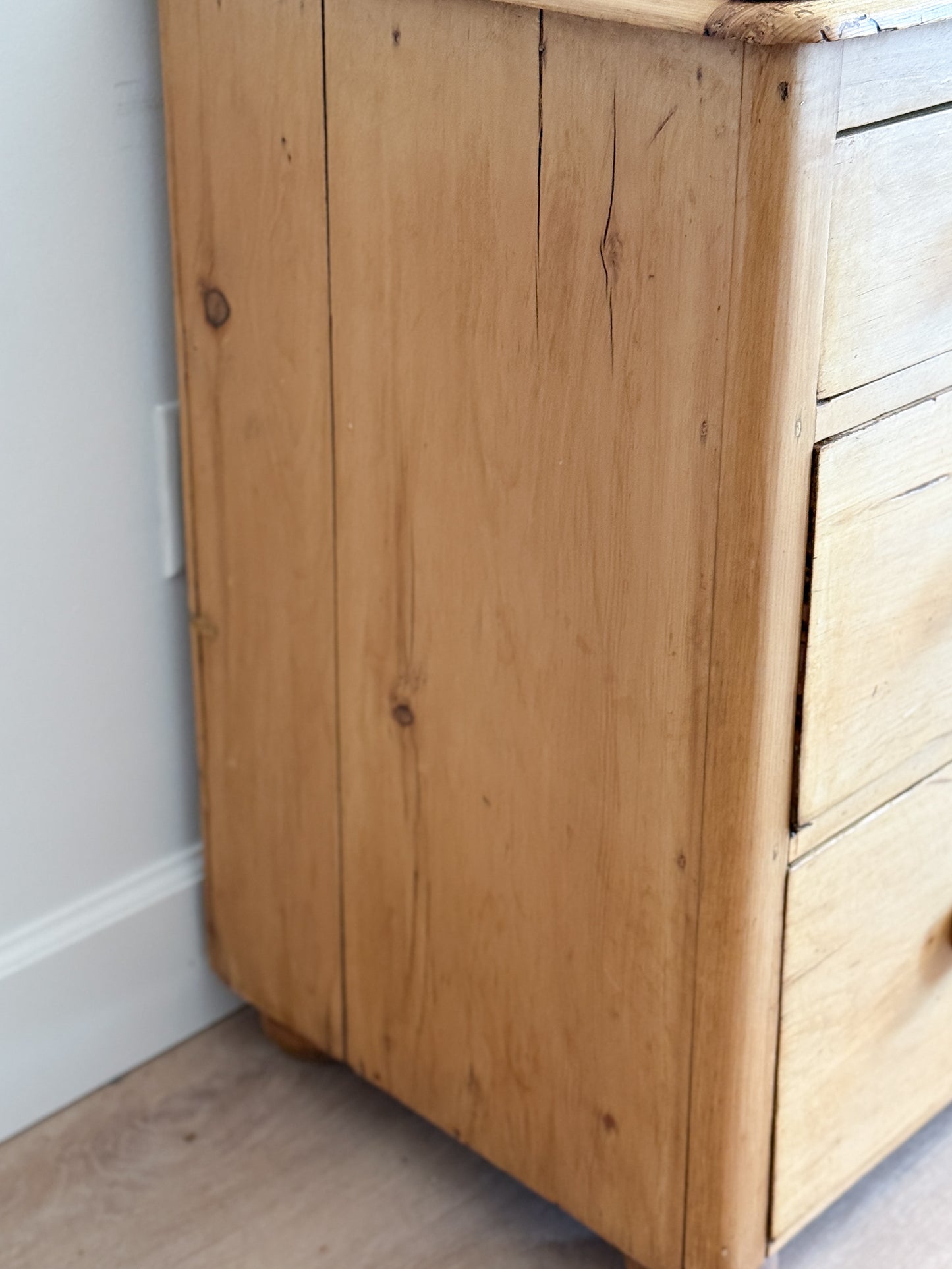 Antique English Pine Dresser, Two over Two Drawer