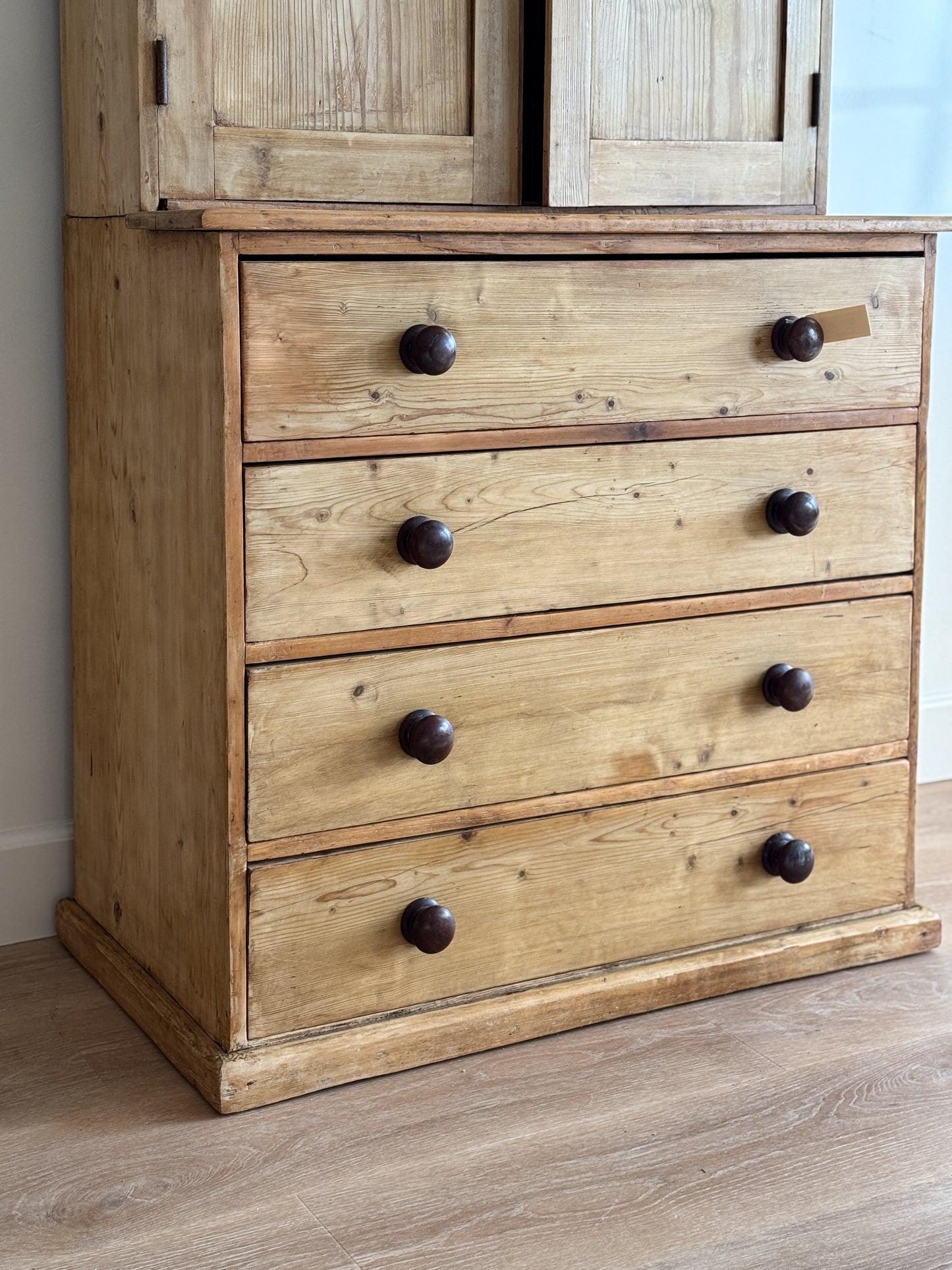 Antique English Pine Linen Press