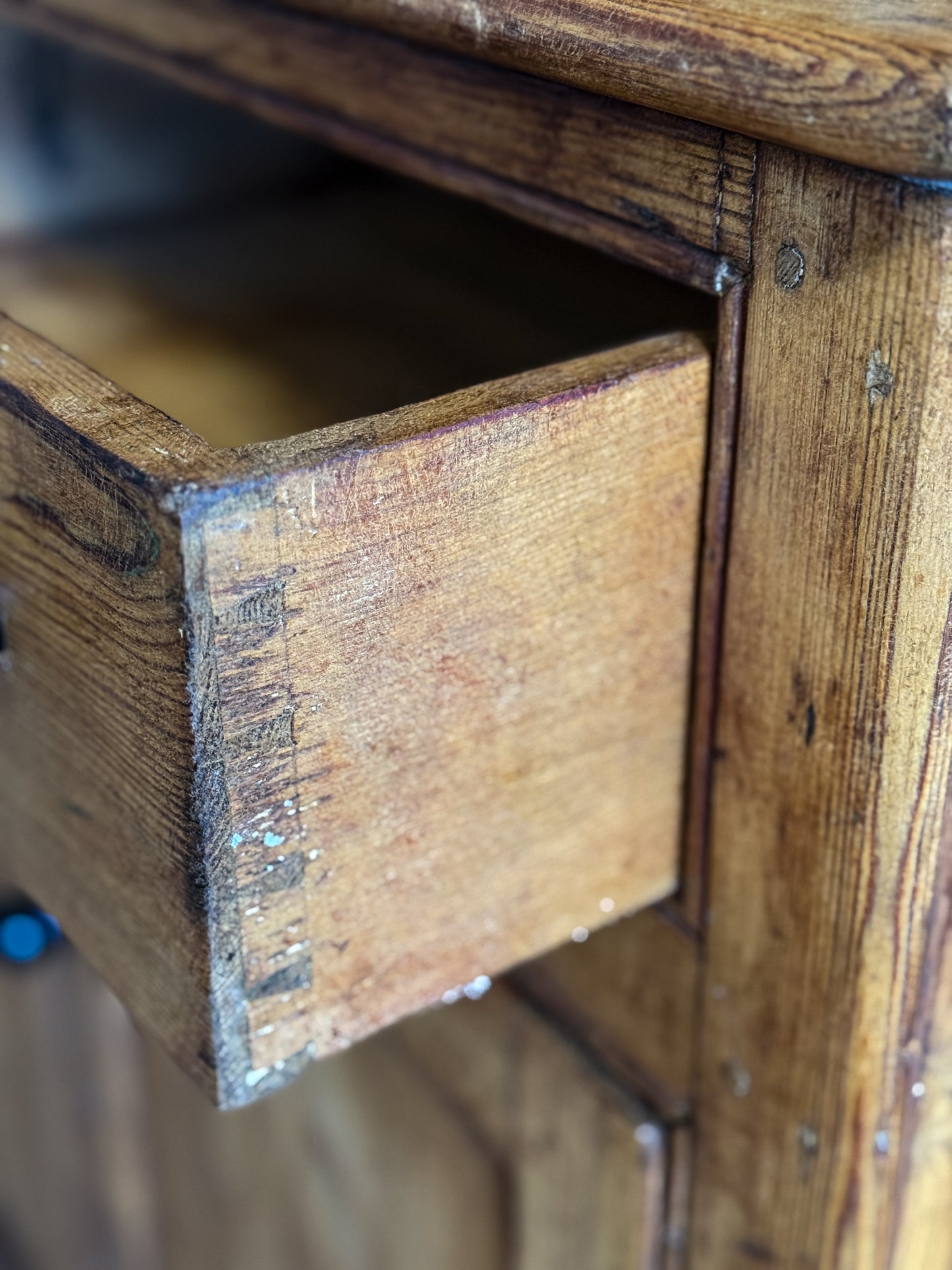 Large Antique English Pine Step-back Hutch