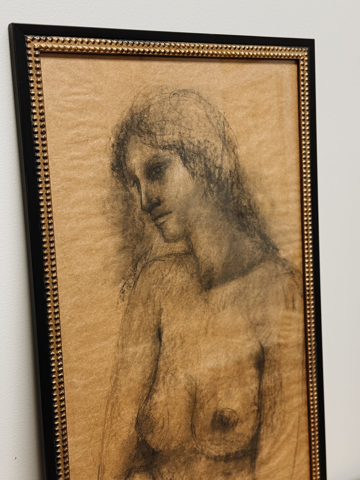 Antique Original Charcoal Sketch, Nude Figure II