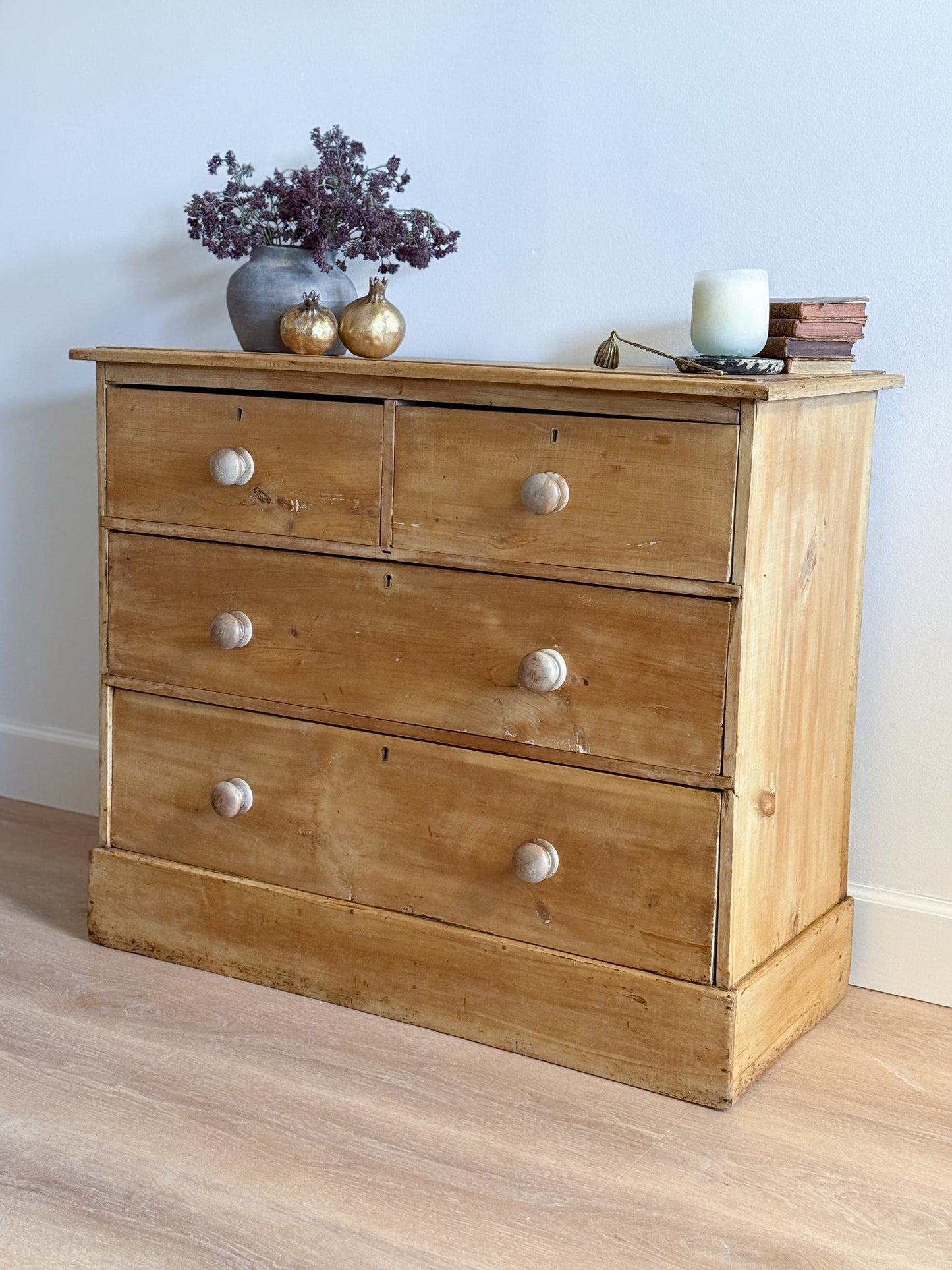 Antique English Pine Dresser, Two over Two