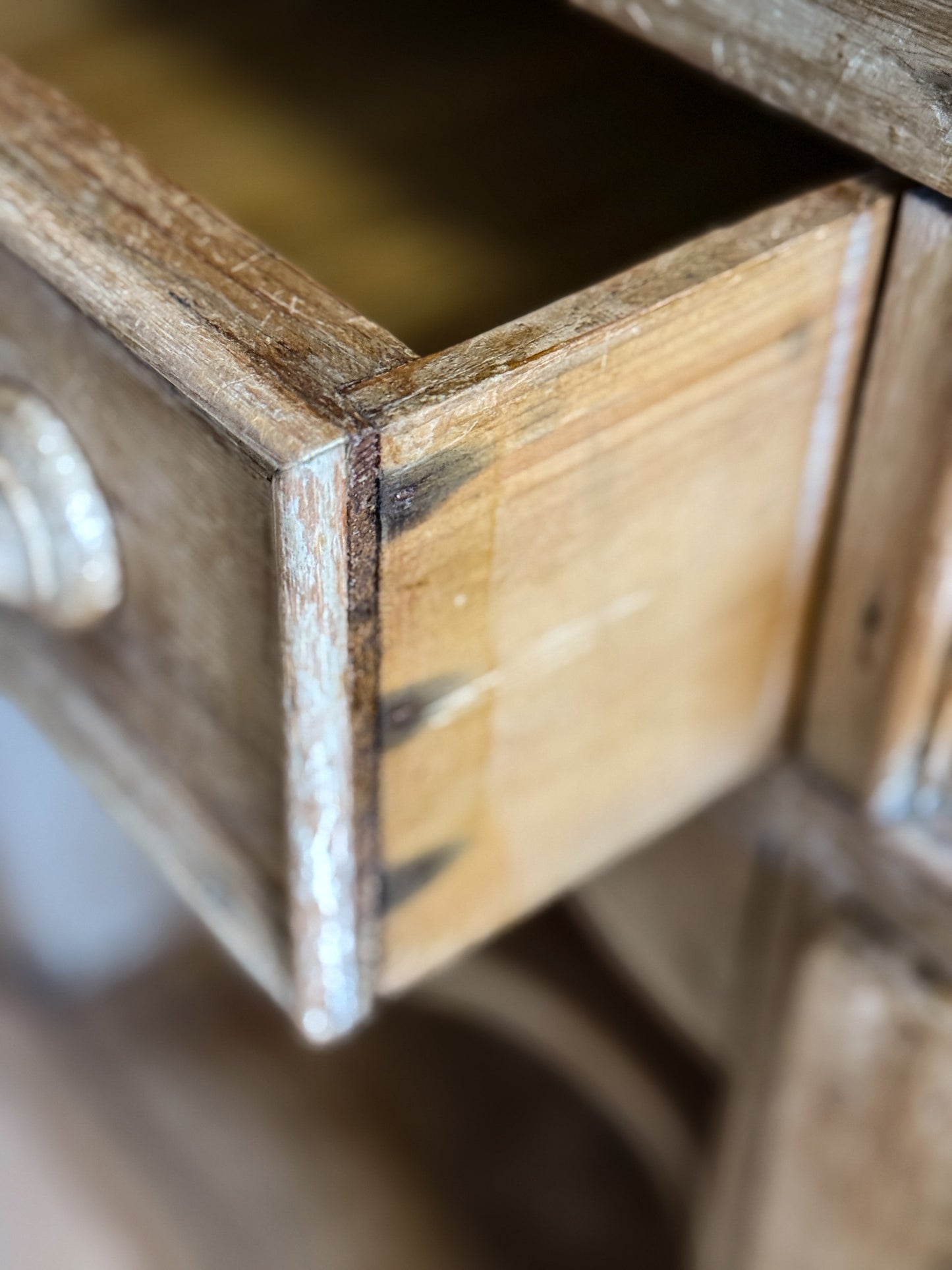 Antique English Pine Step-back Hutch