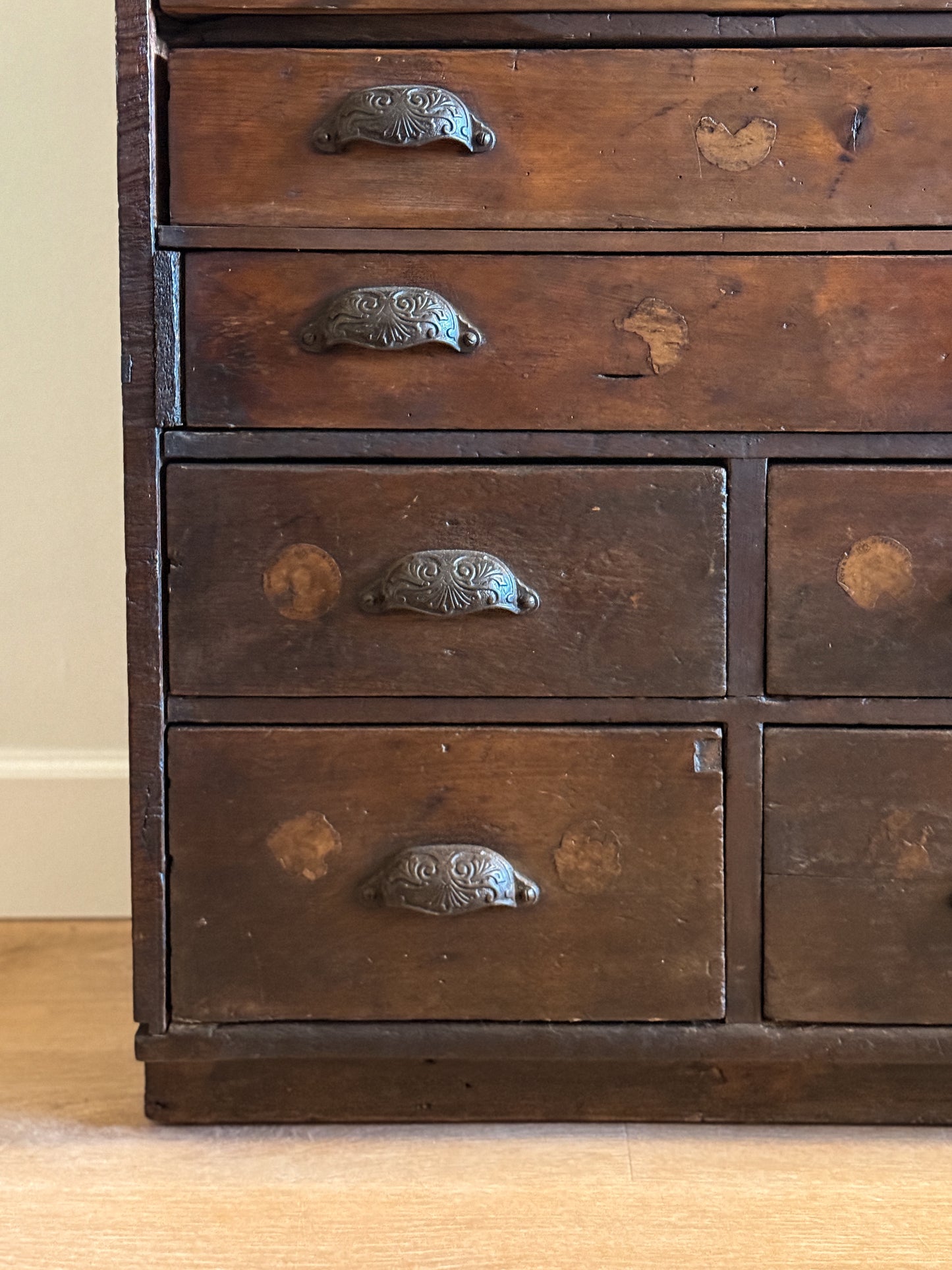 Antique 16 Drawer Flat File Cabinet/Sideboard