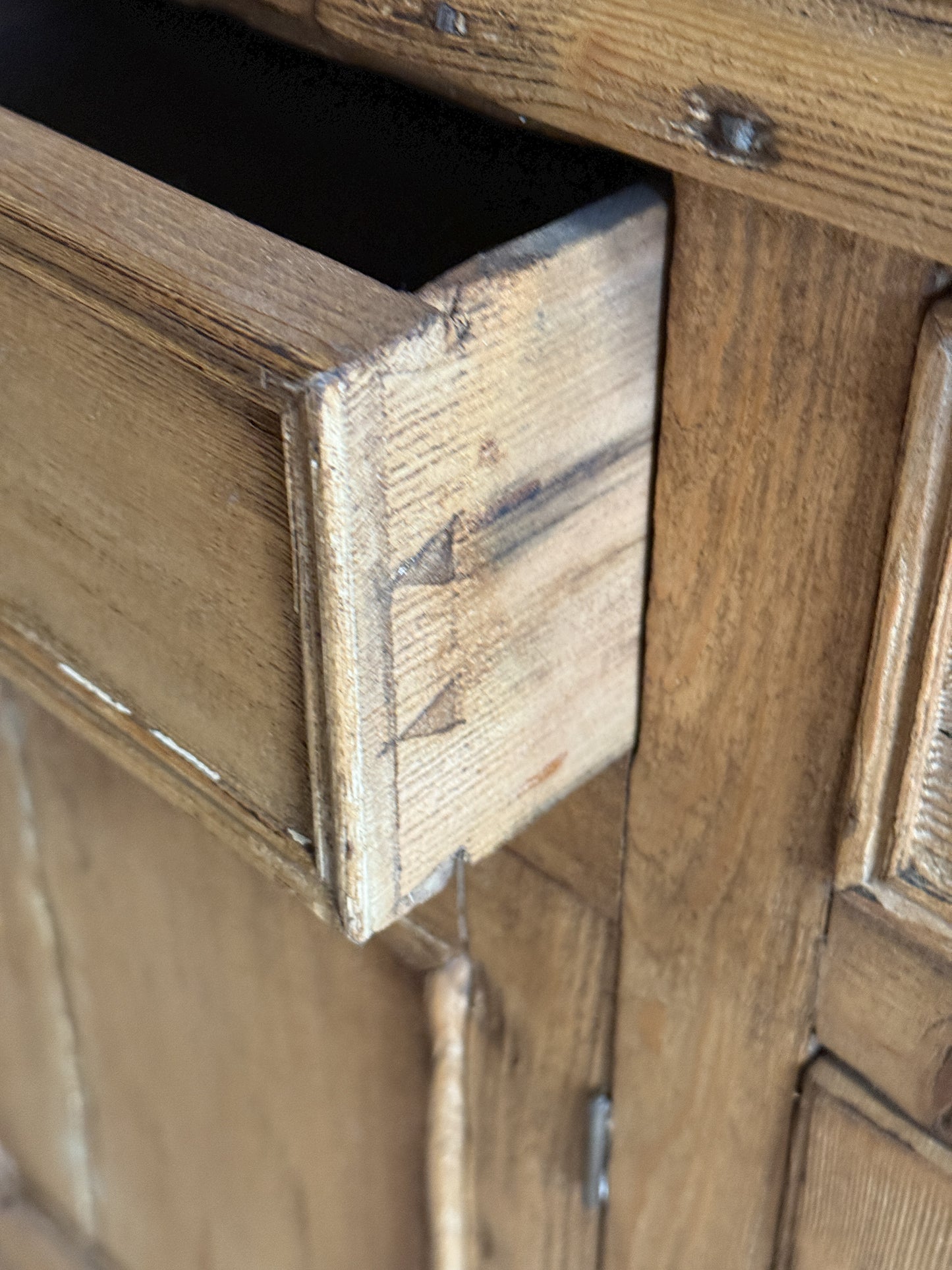 Large Antique English Pine Step-back Hutch