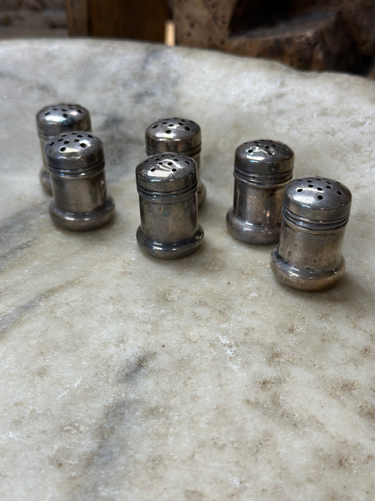 Set of Six Mini Sterling Silver Salt & Pepper Shakers