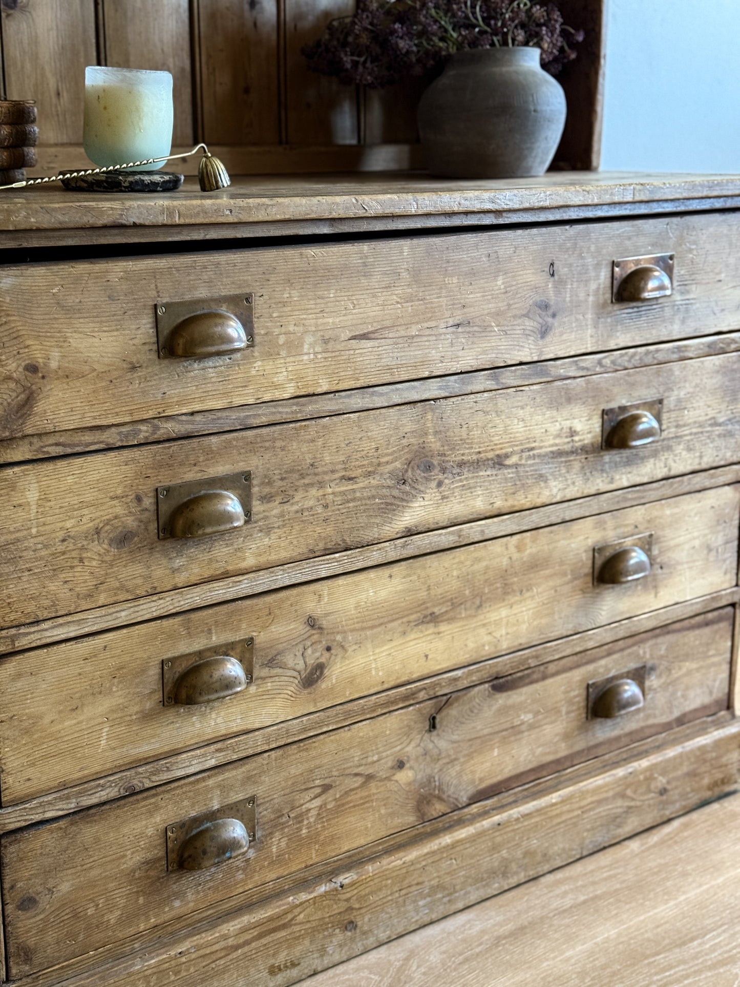 Antique Pine Mail Sorter Hutch