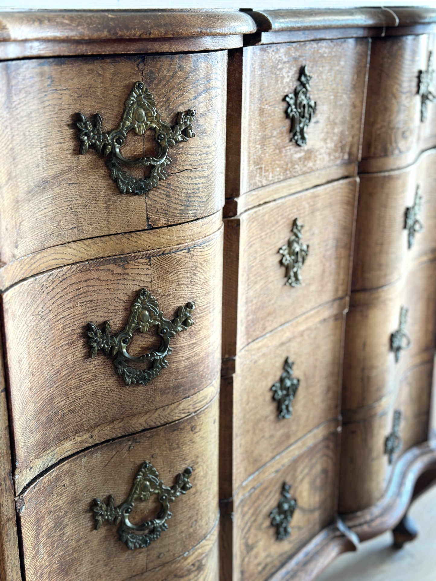 Large Antique French Walnut Commode Arbalette/Chest of Drawers