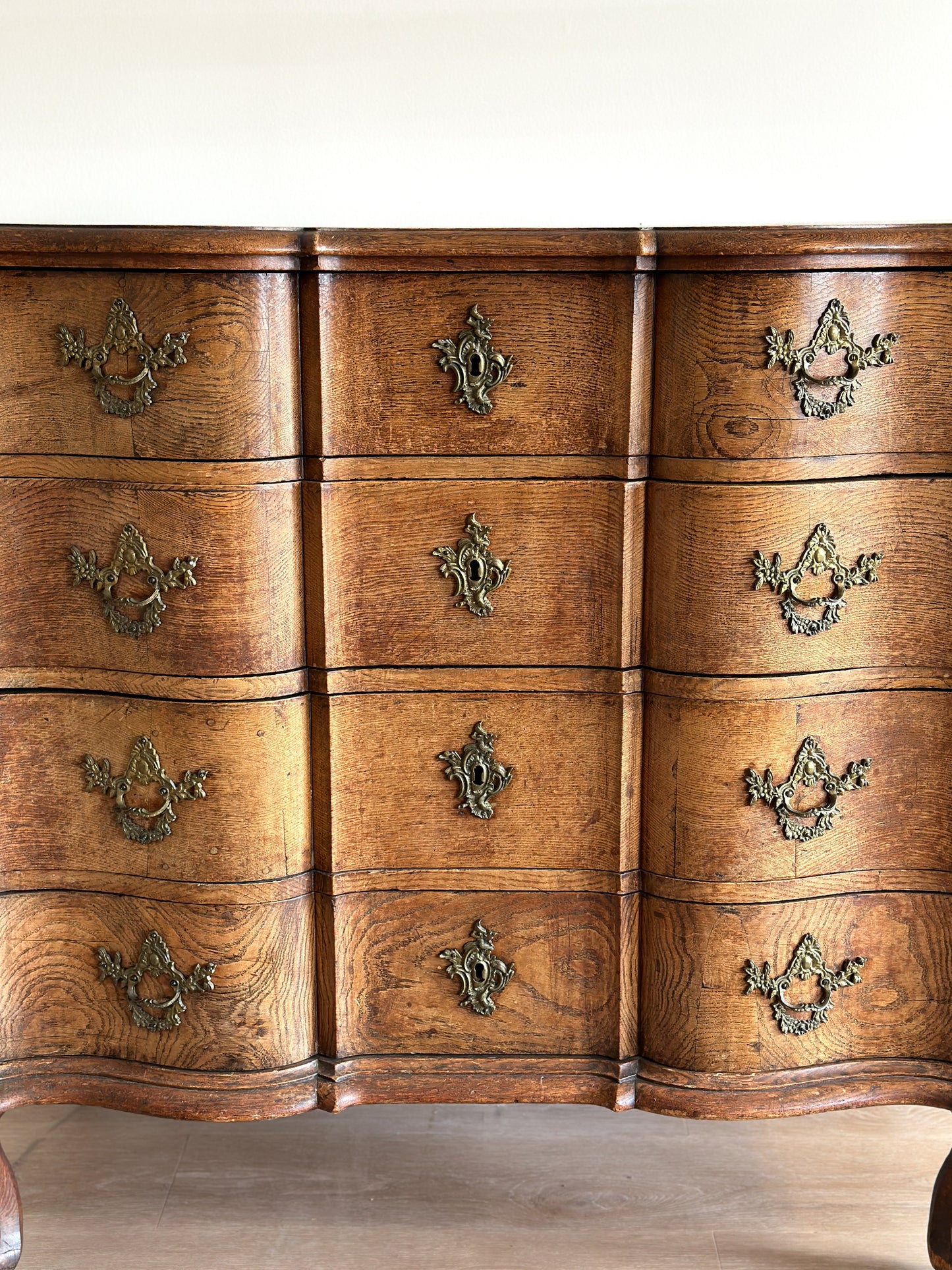 Large Antique French Walnut Commode Arbalette/Chest of Drawers