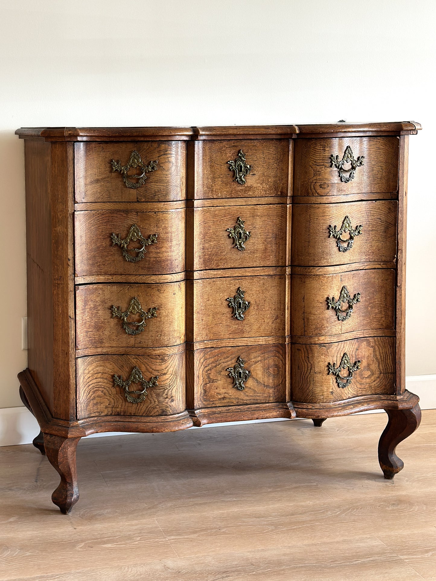 Large Antique French Walnut Commode Arbalette/Chest of Drawers