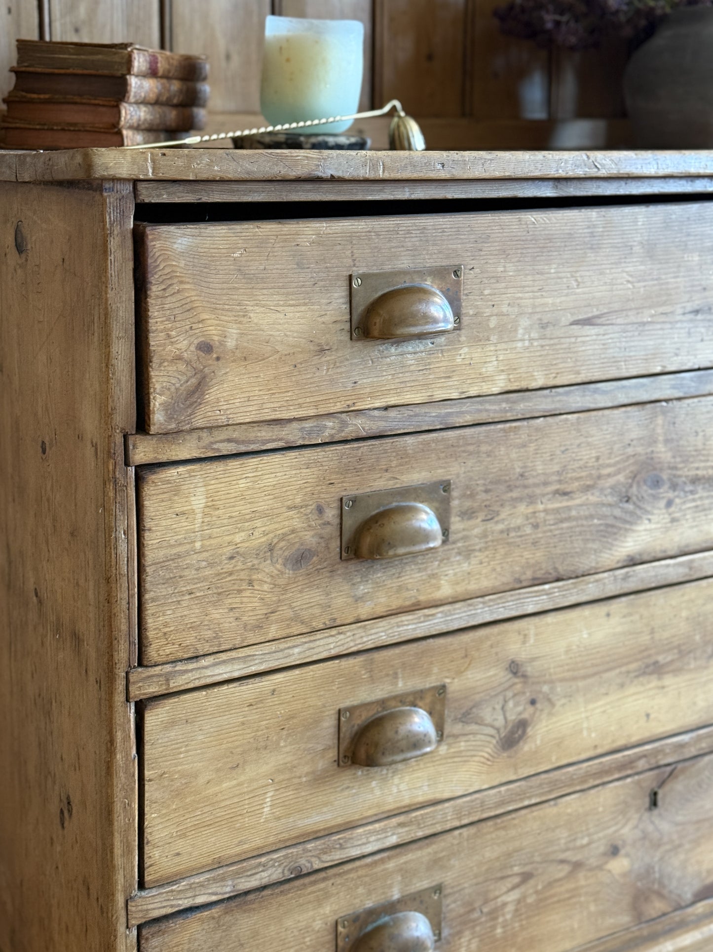 Antique Pine Mail Sorter Hutch