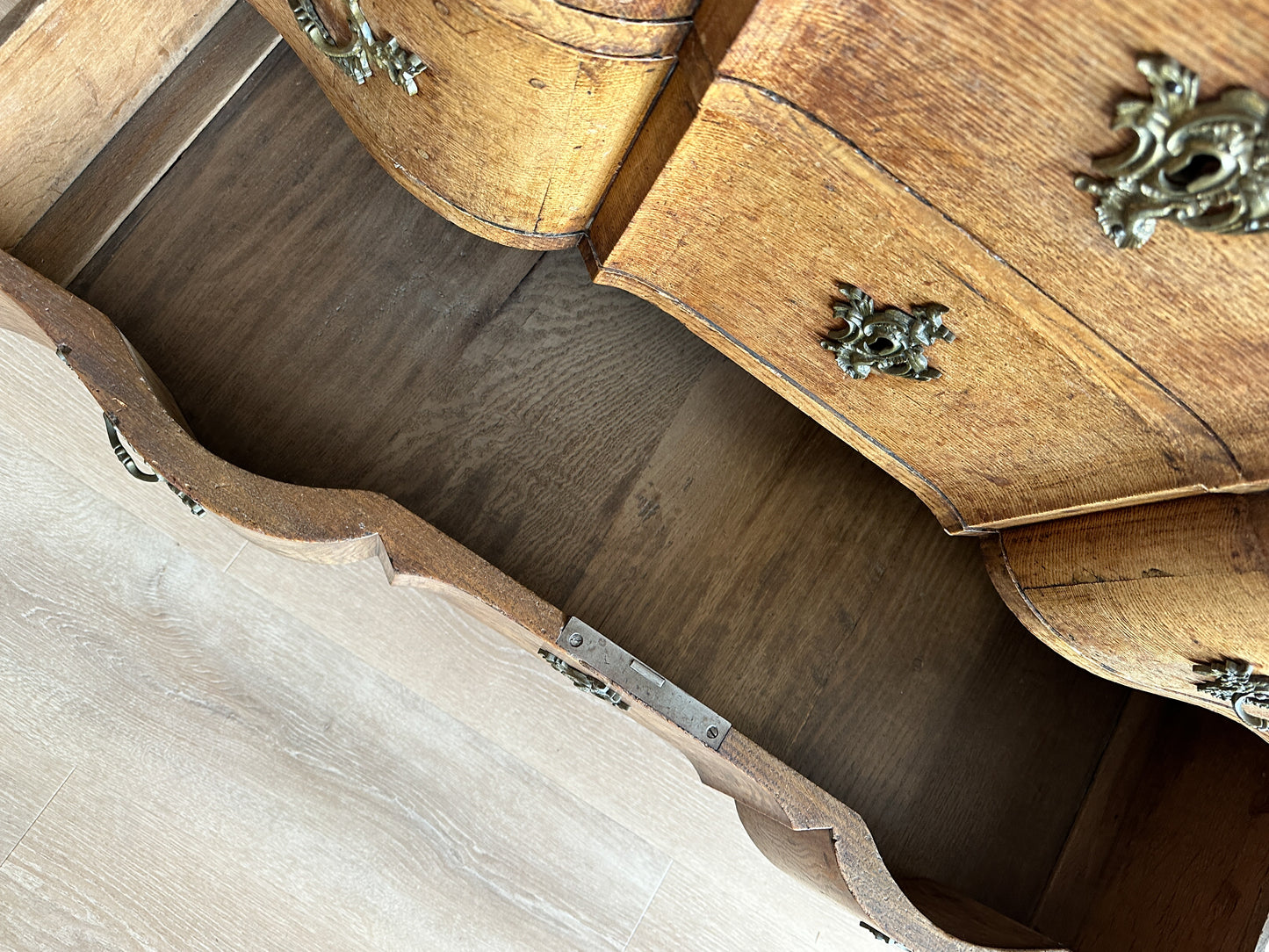 Large Antique French Walnut Commode Arbalette/Chest of Drawers