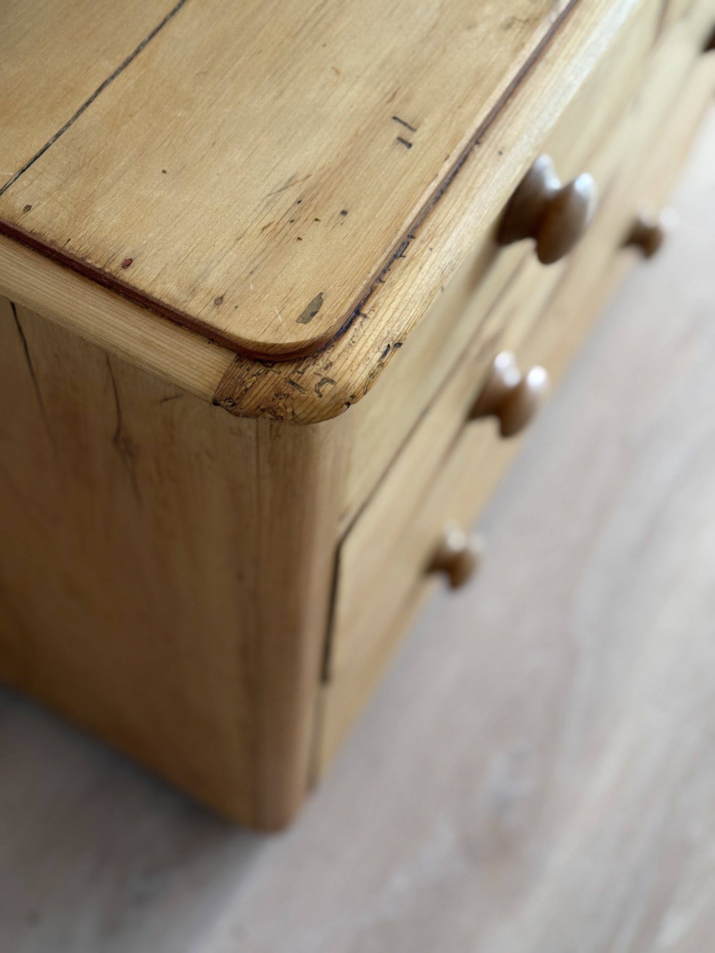 Antique English Pine Dresser, Two over Two Drawer