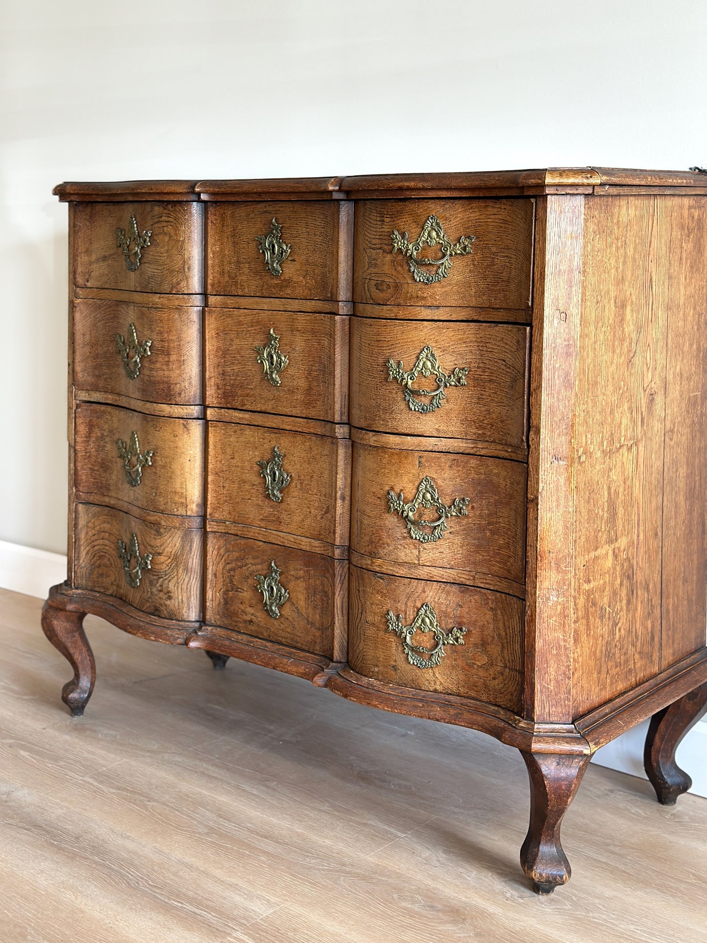 Large Antique French Walnut Commode Arbalette/Chest of Drawers