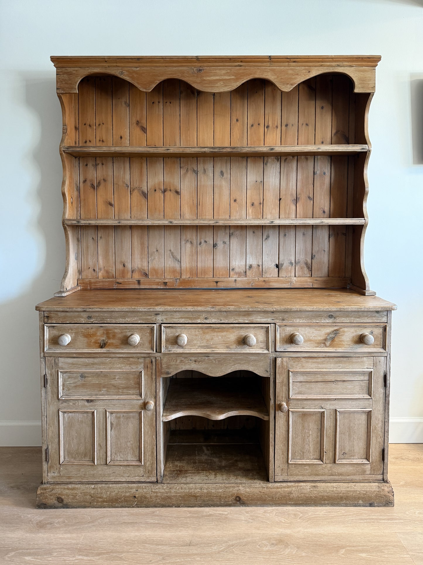 Antique English Pine Step-back Hutch