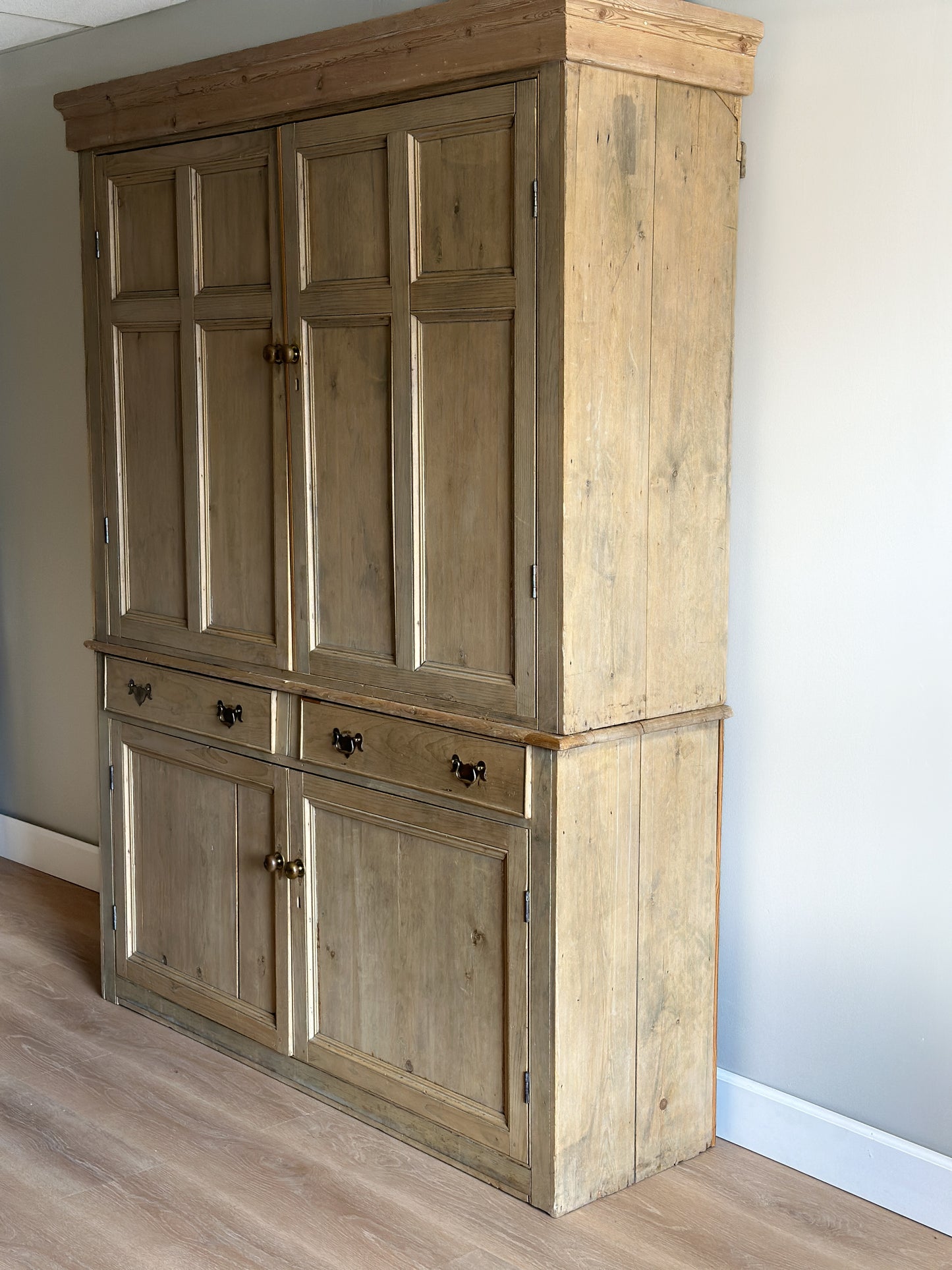 Antique English Pine Linen Press/Hutch