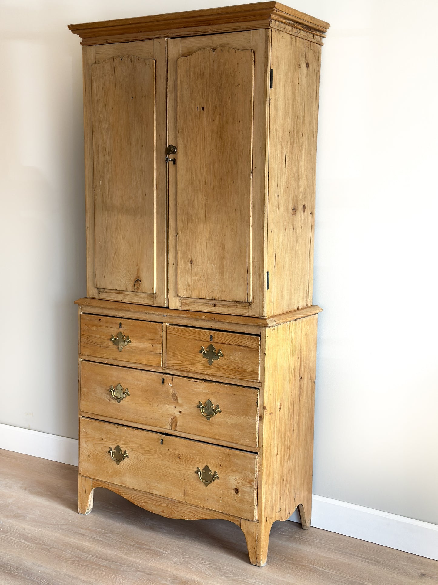 Antique English Pine Linen Press