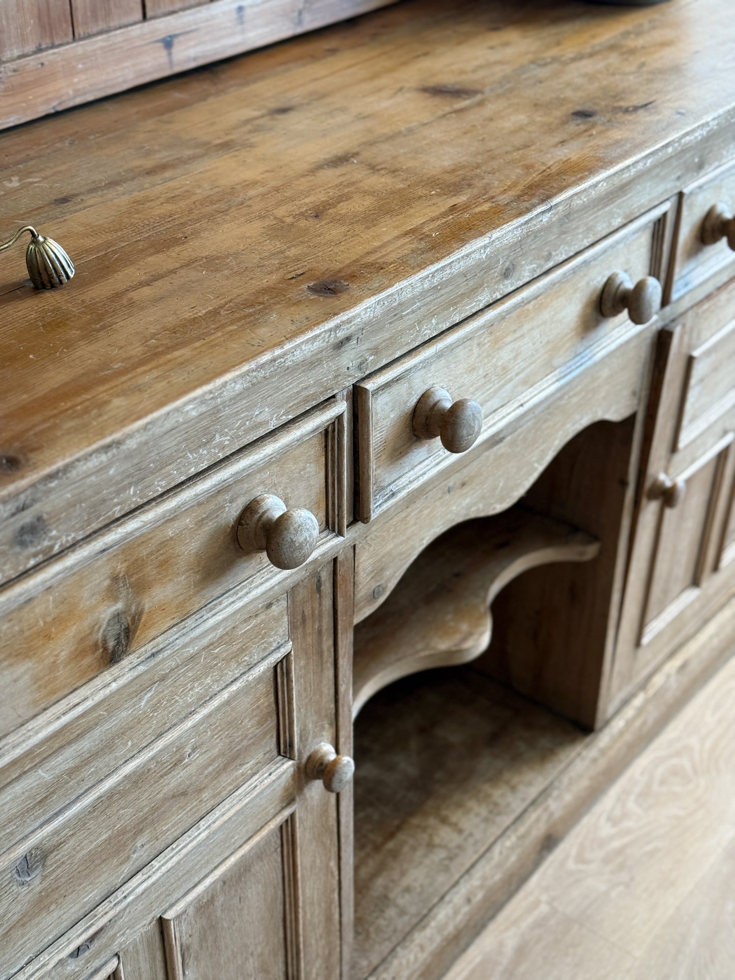 Antique English Pine Step-back Hutch