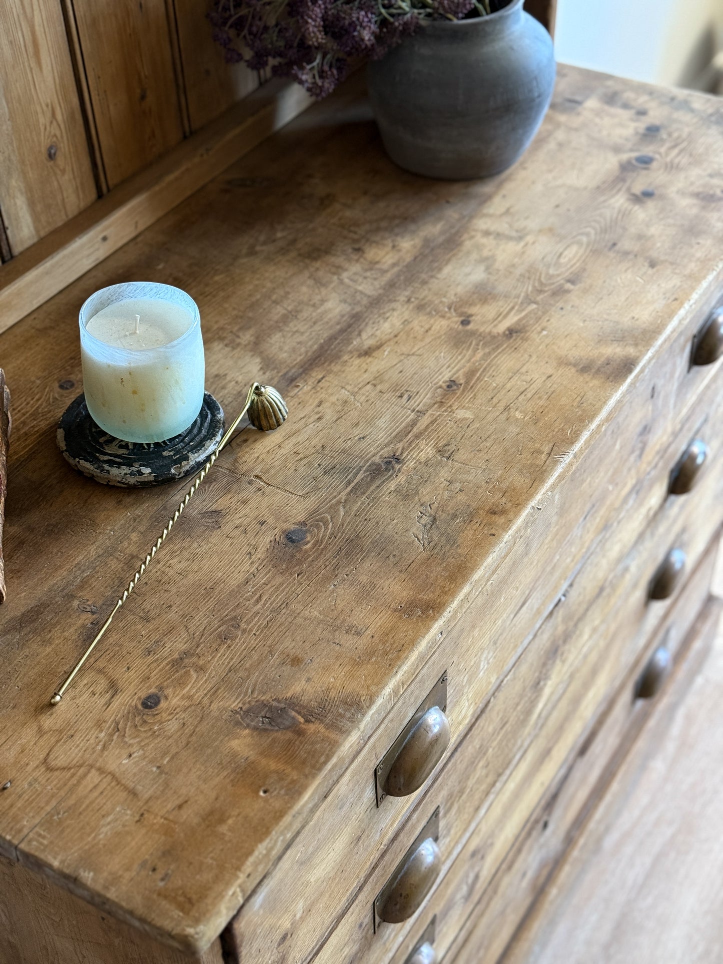 Antique Pine Mail Sorter Hutch