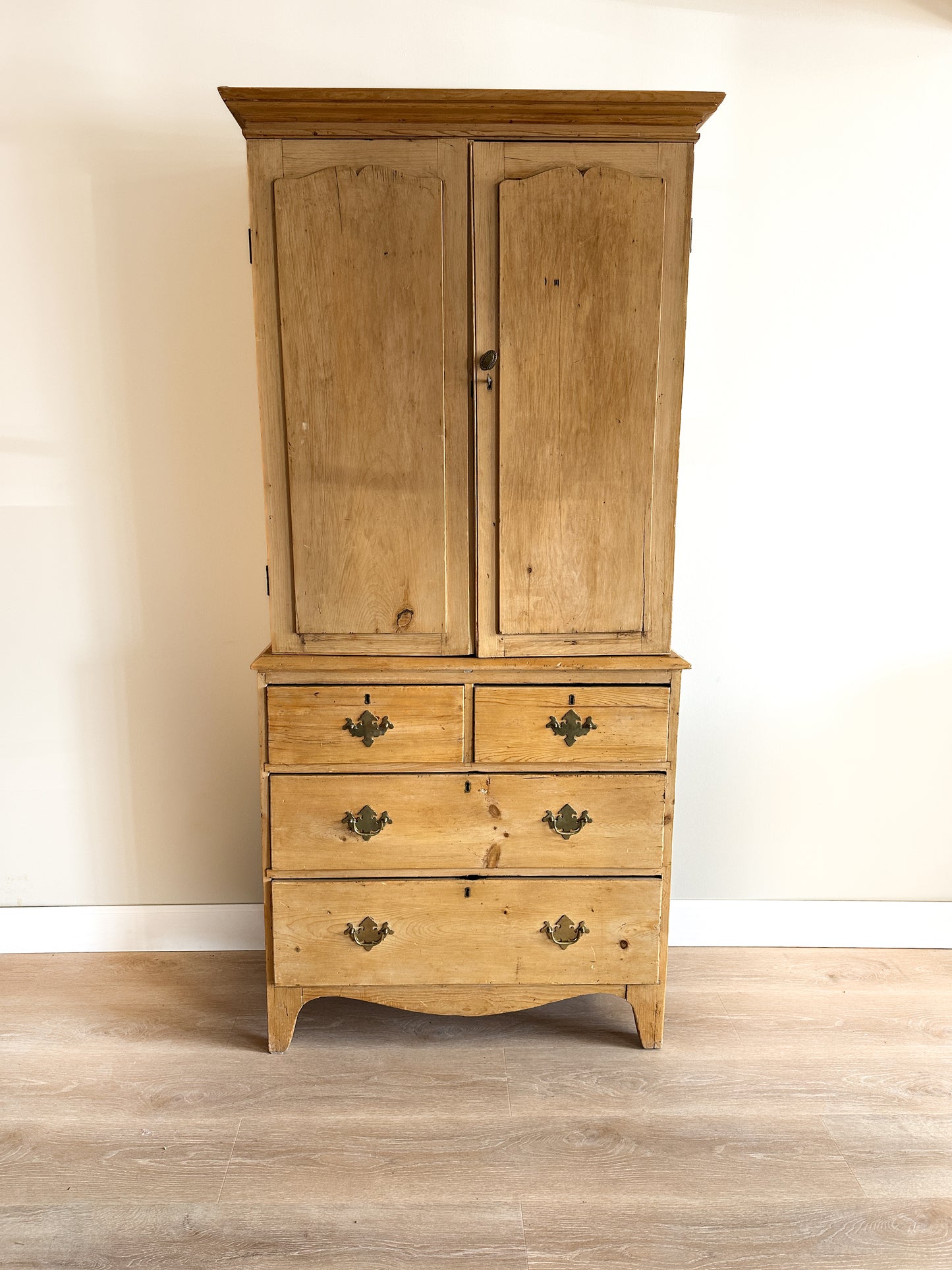 Antique English Pine Linen Press