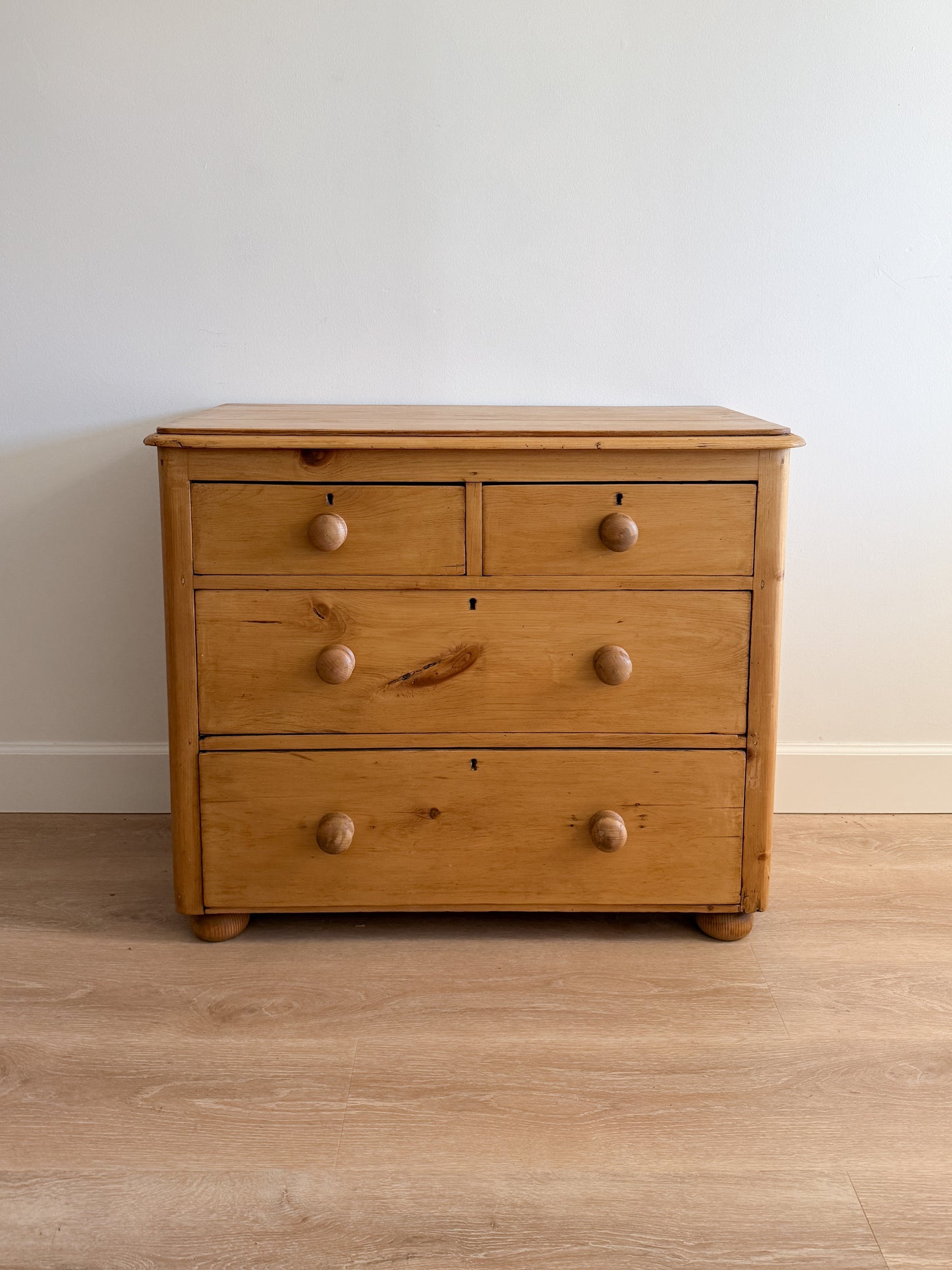 Antique English Pine Dresser, Two over Two Drawer