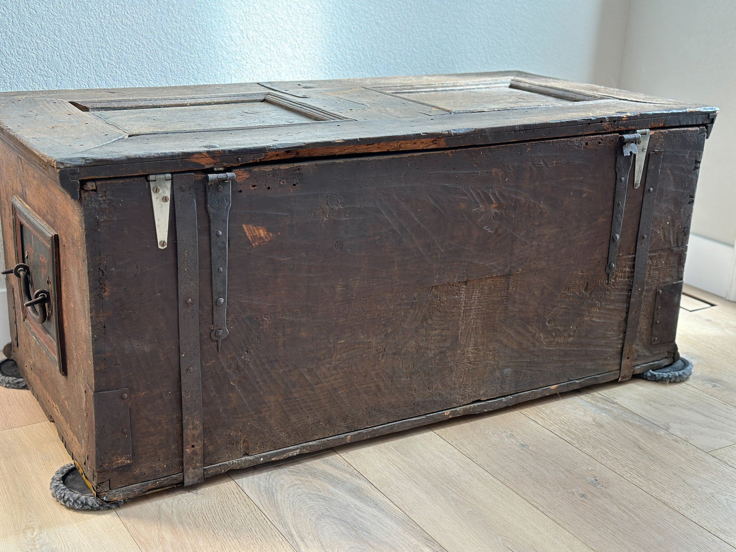 Large Antique Hand Painted European Dowry Trunk/Chest