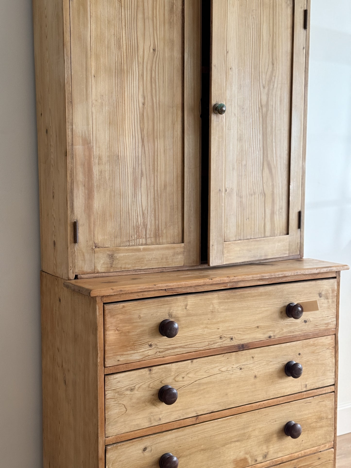 Antique English Pine Linen Press