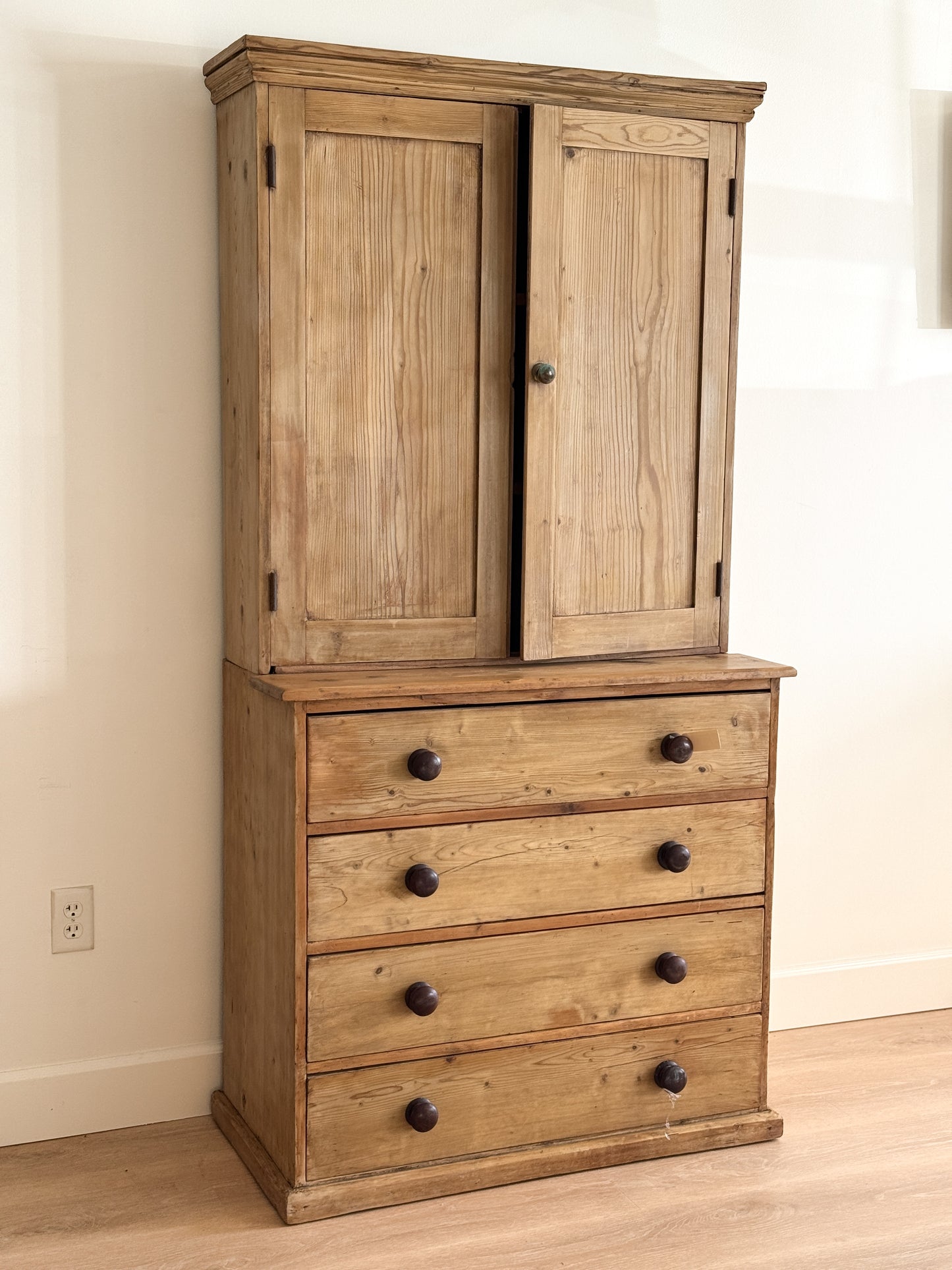 Antique English Pine Linen Press