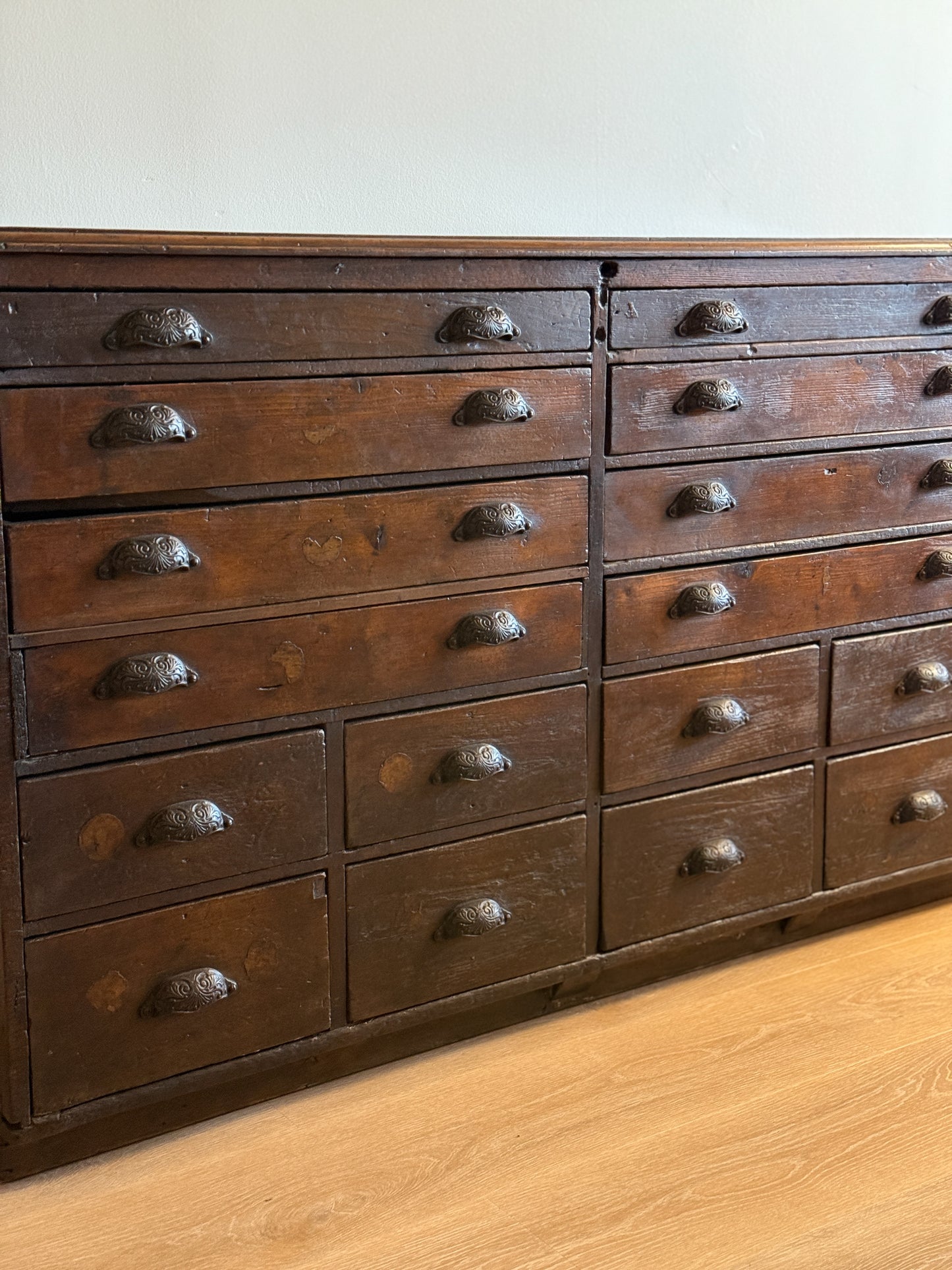 Antique 16 Drawer Flat File Cabinet/Sideboard