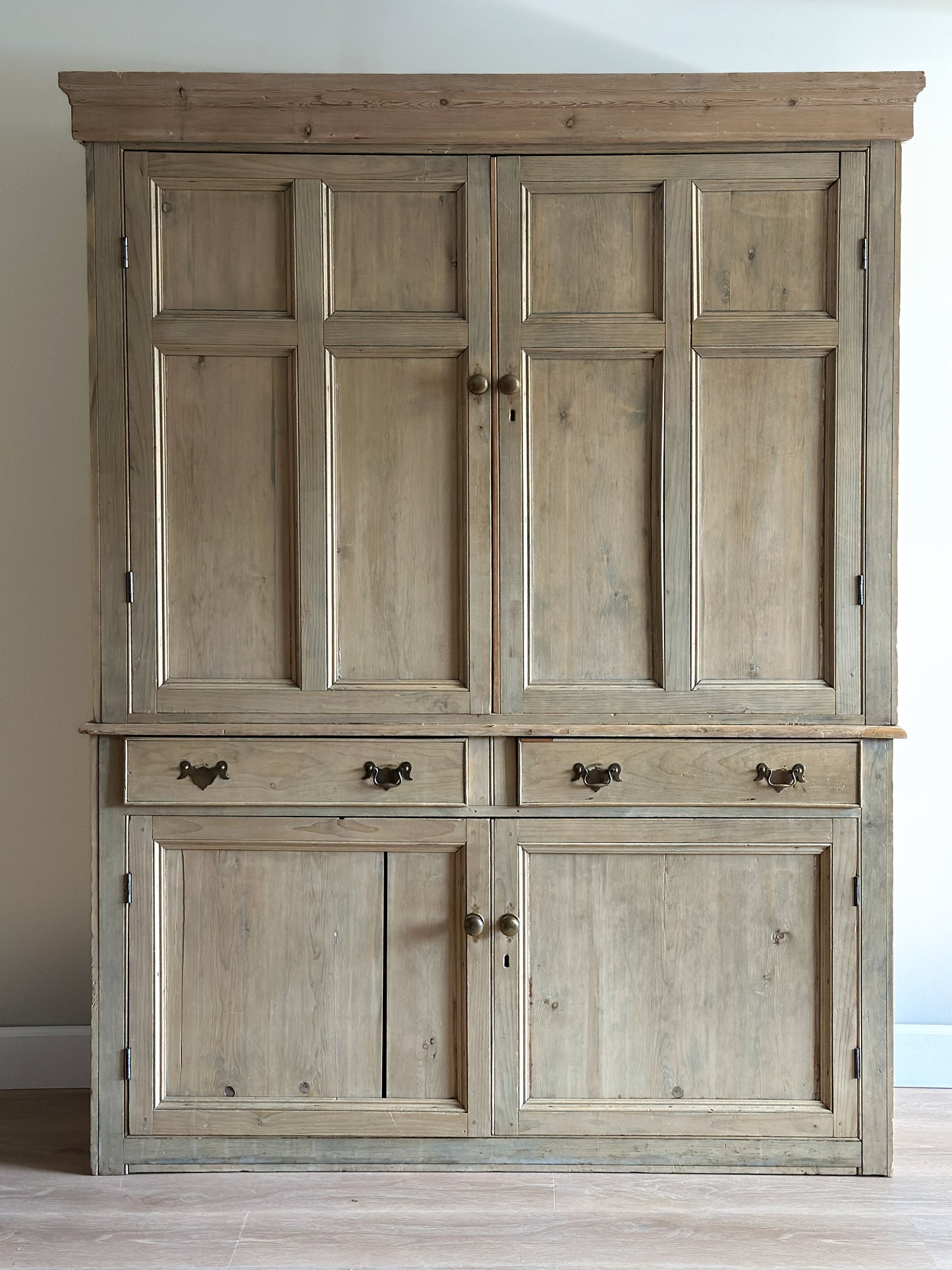 Antique English Pine Linen Press/Hutch