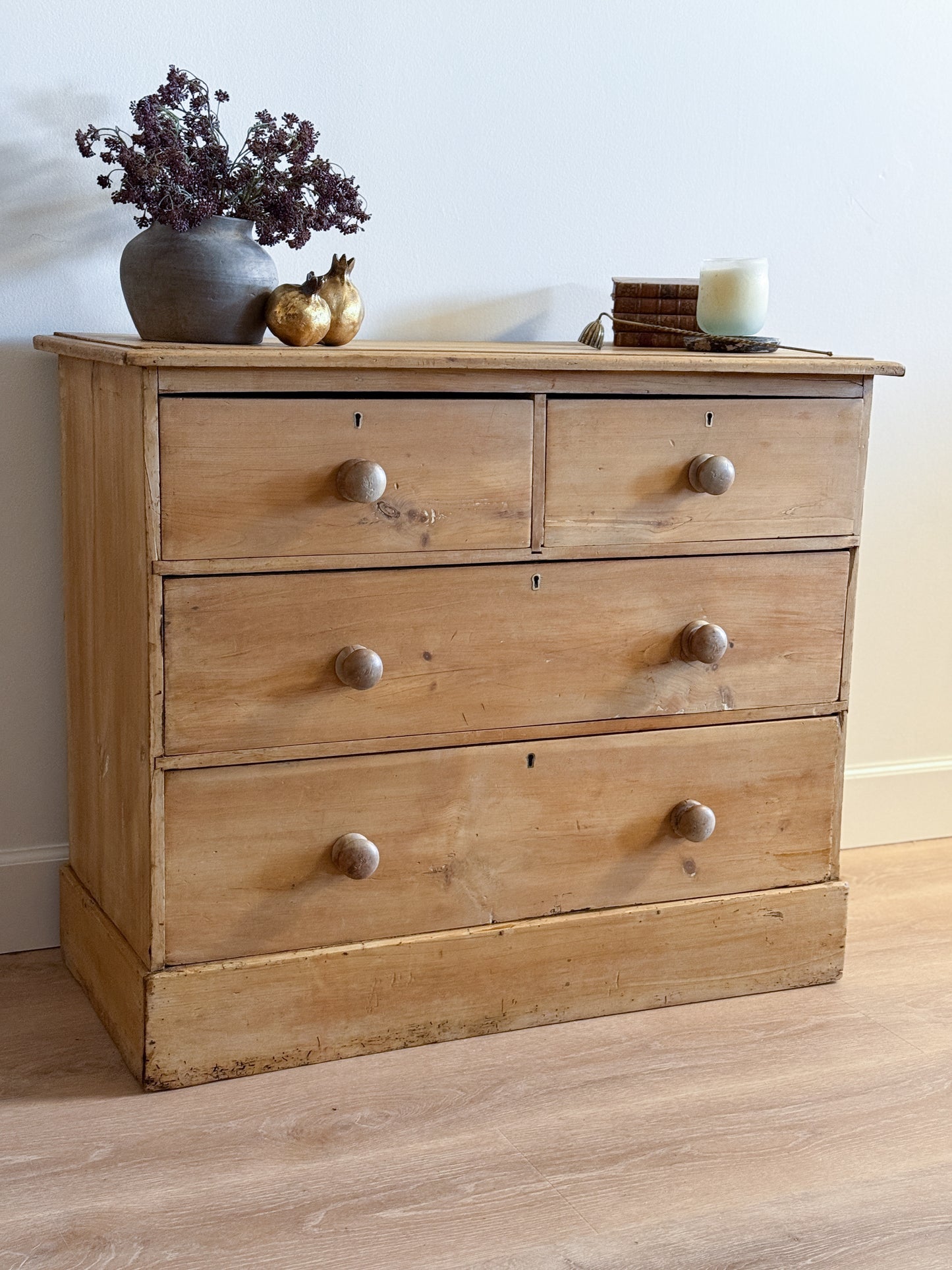 Antique English Pine Dresser, Two over Two