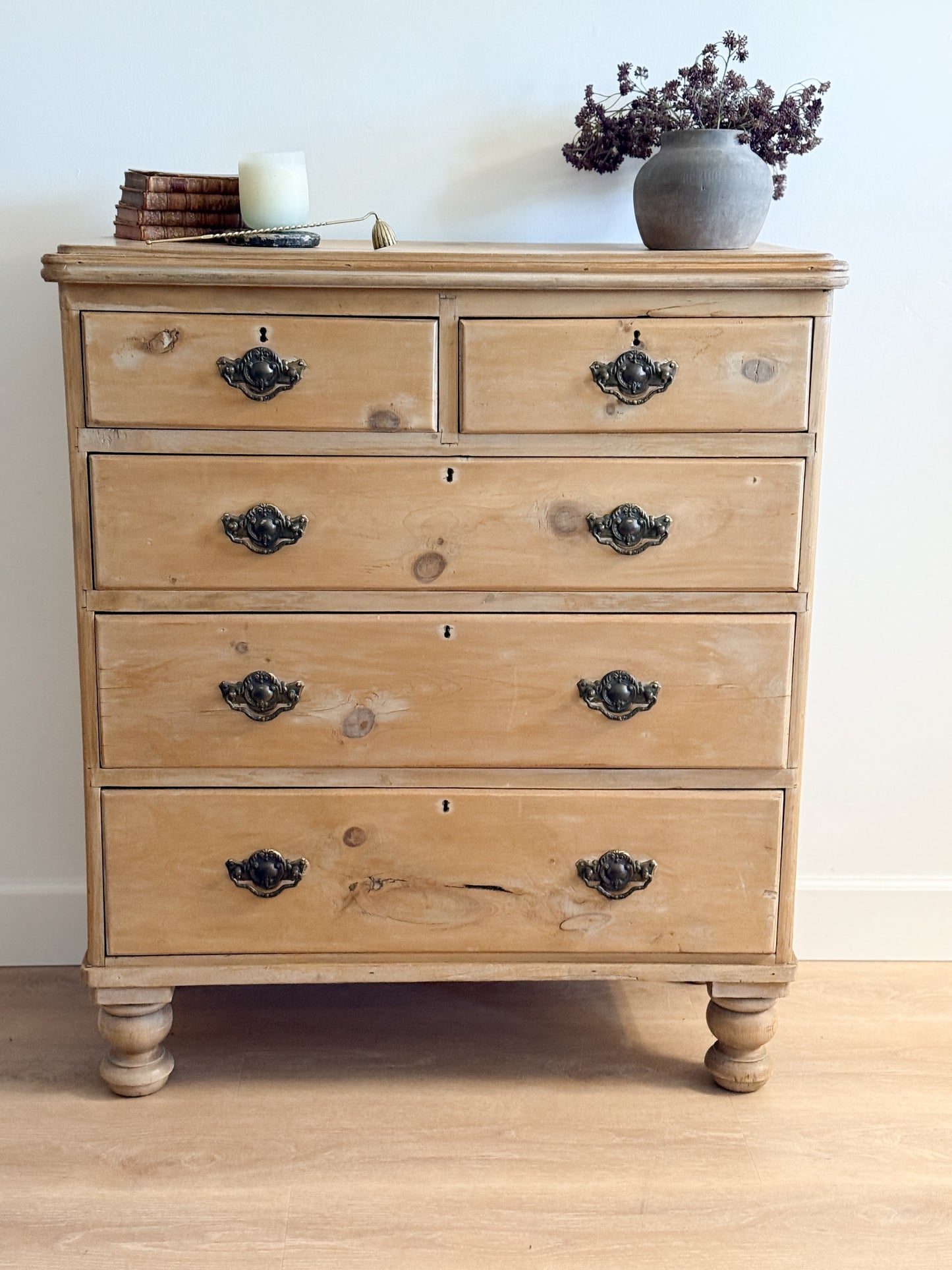 Antique English Pine Dresser, Two over Three