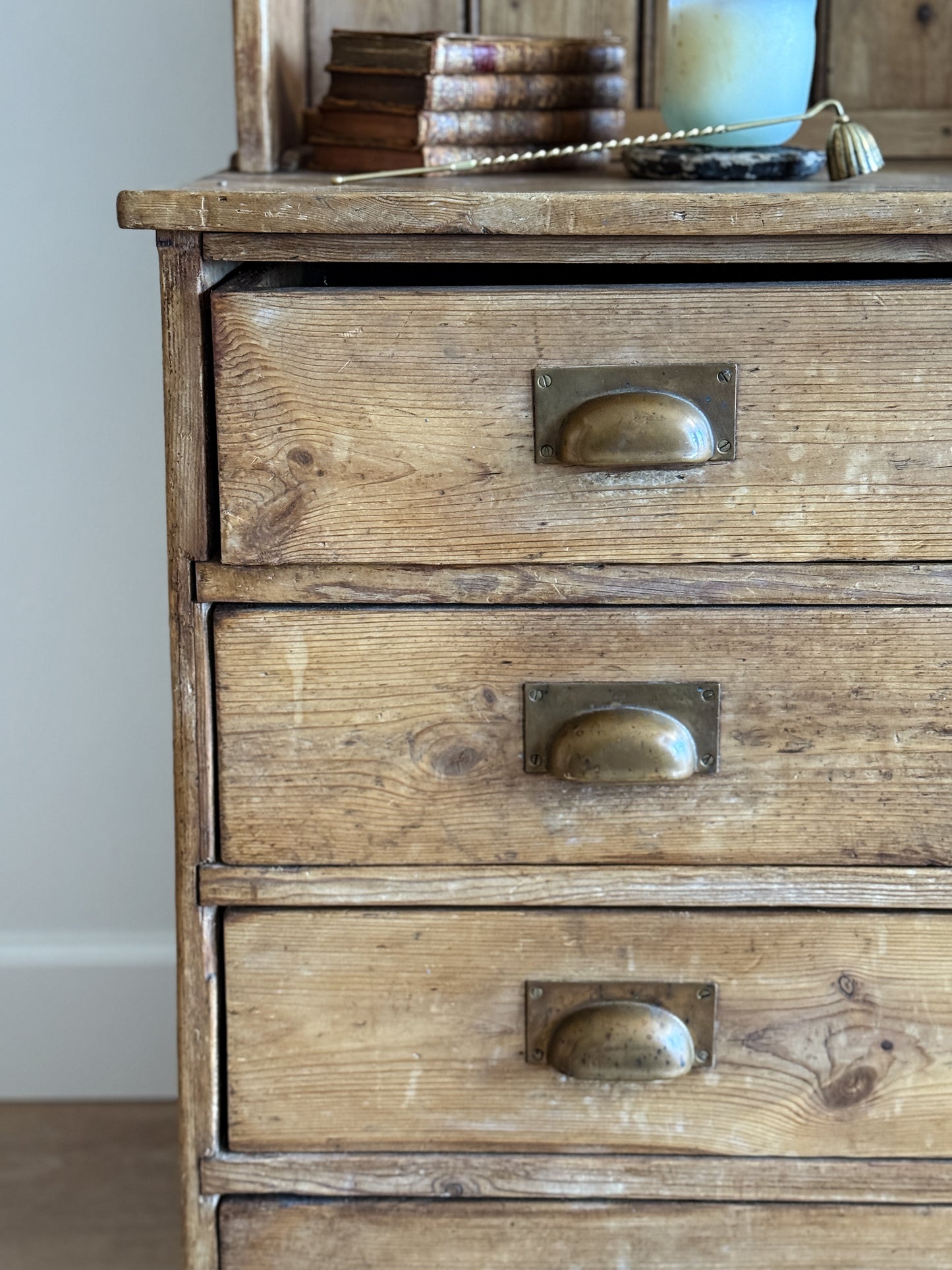 Antique Pine Mail Sorter Hutch