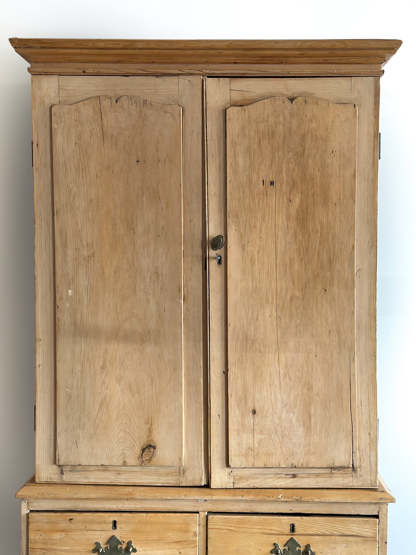 Antique English Pine Linen Press