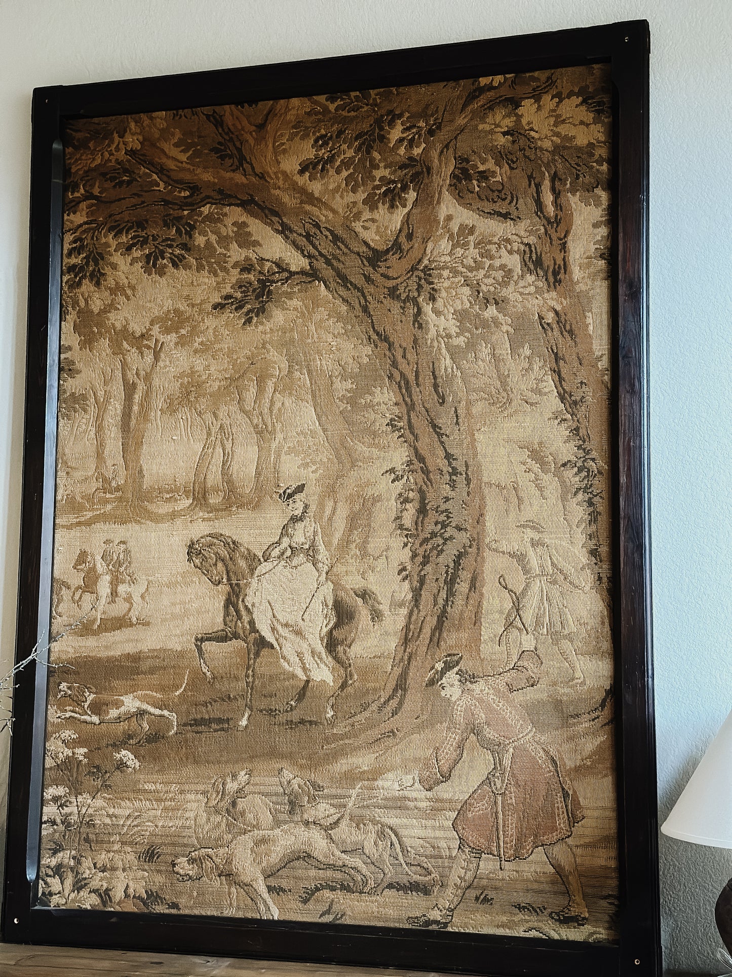 Large Antique Framed English Tapestry