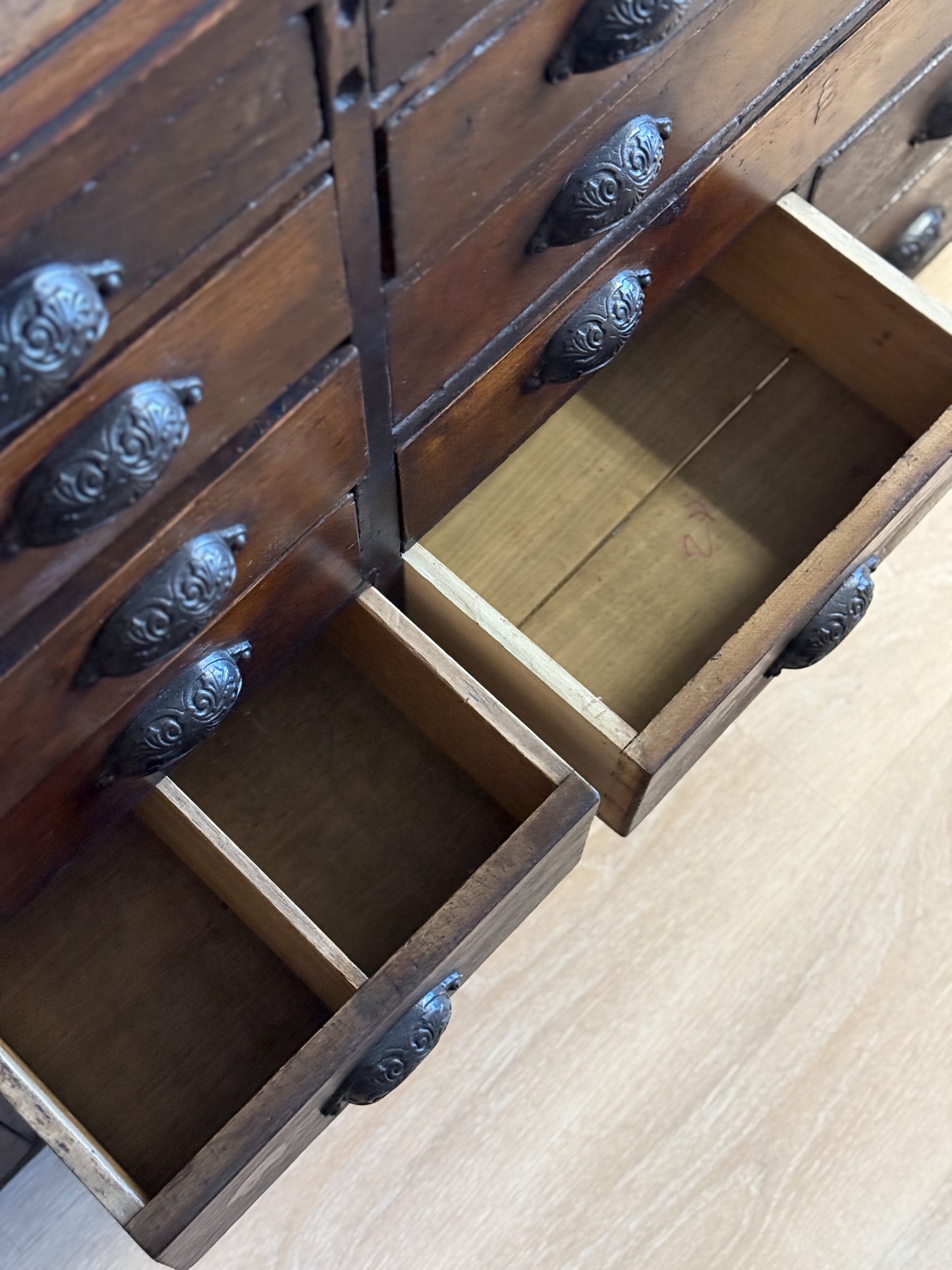 Antique 16 Drawer Flat File Cabinet/Sideboard