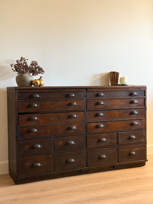 Antique 16 Drawer Flat File Cabinet/Sideboard