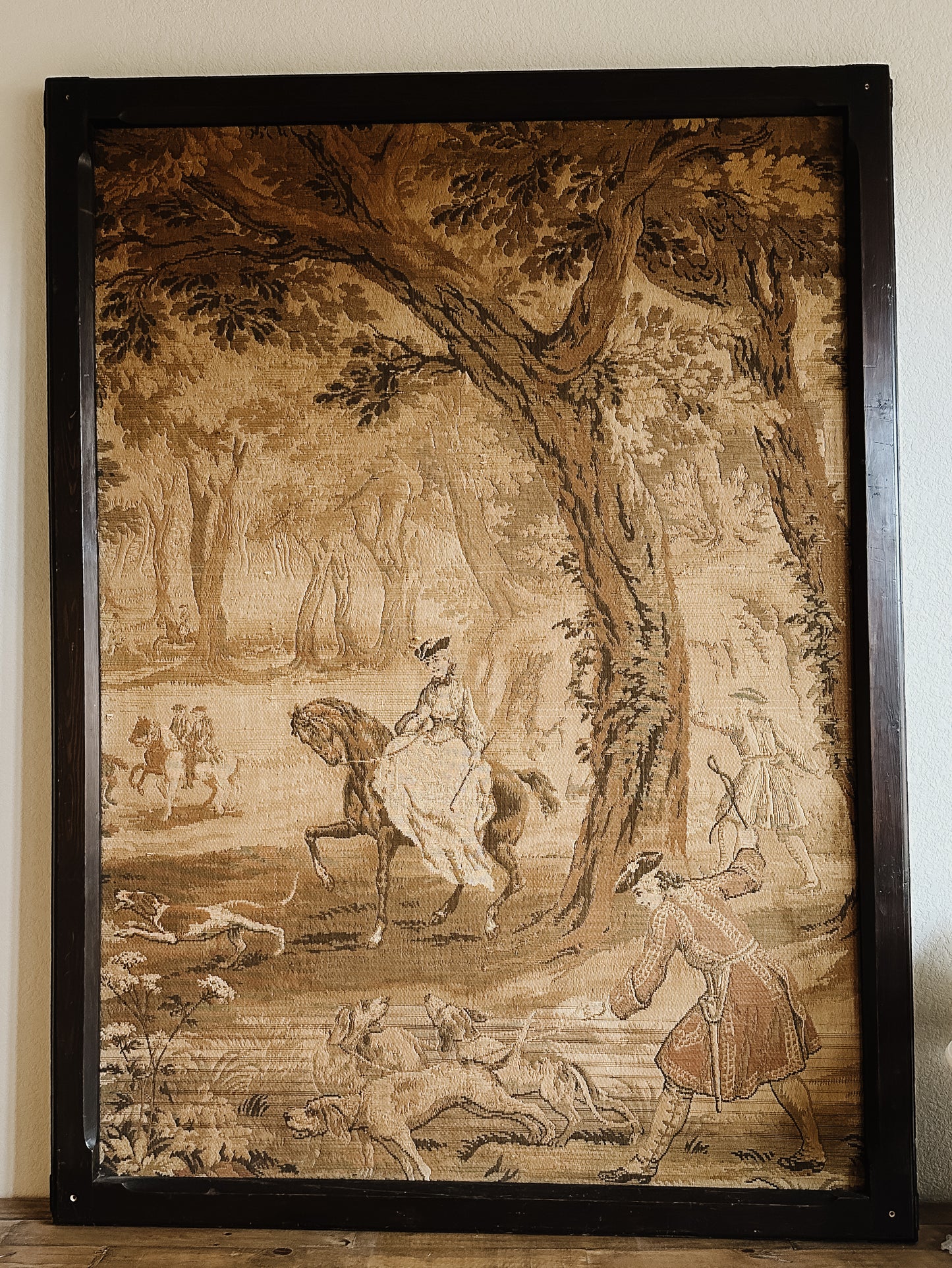 Large Antique Framed English Tapestry