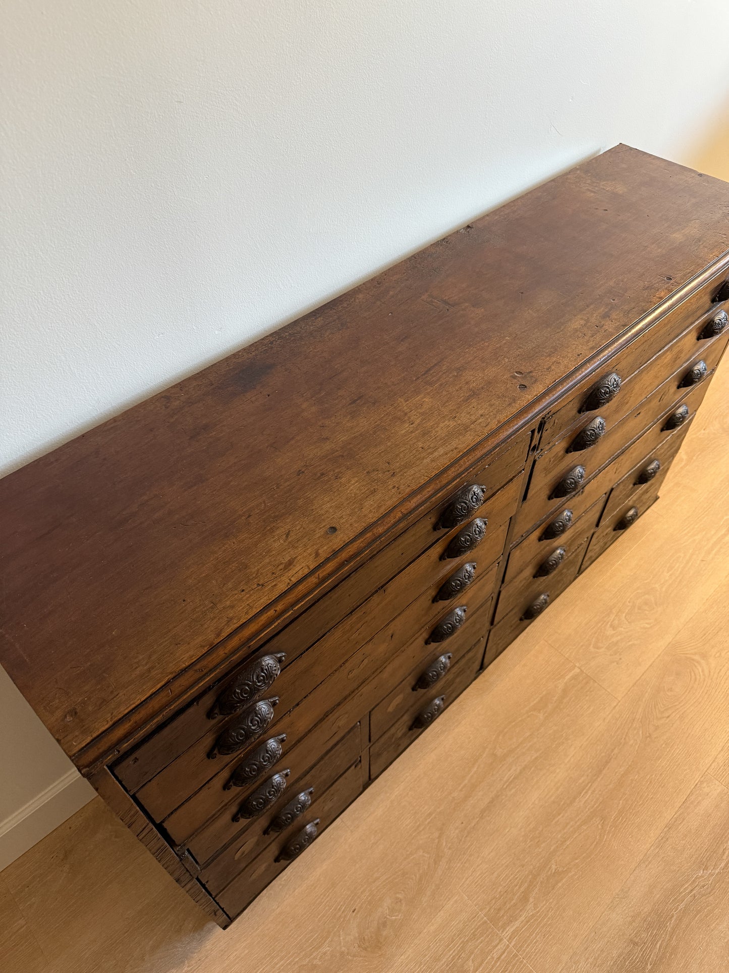 Antique 16 Drawer Flat File Cabinet/Sideboard