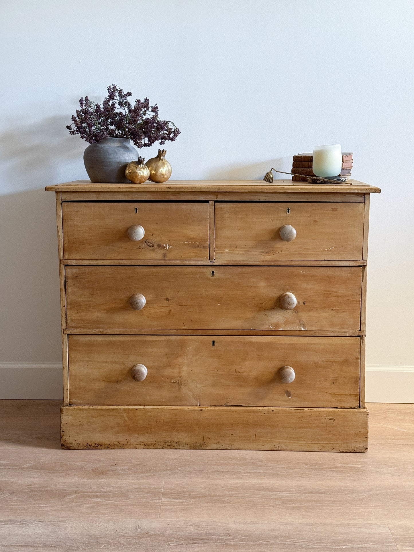 Antique English Pine Dresser, Two over Two