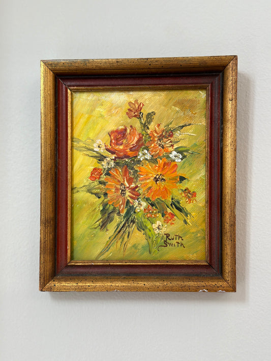 Original Vintage Oil Painting, Floral Bouquet