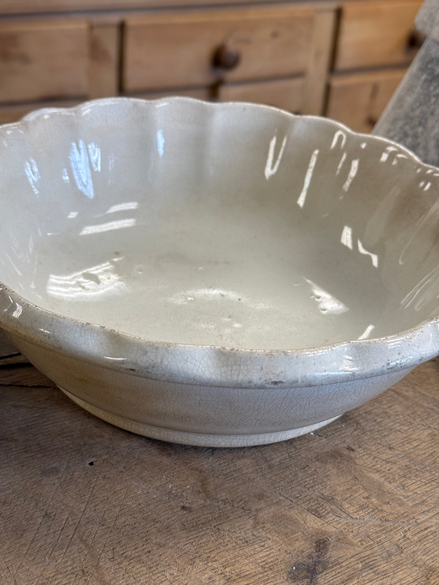 Large Antique Ironstone Serving Bowl