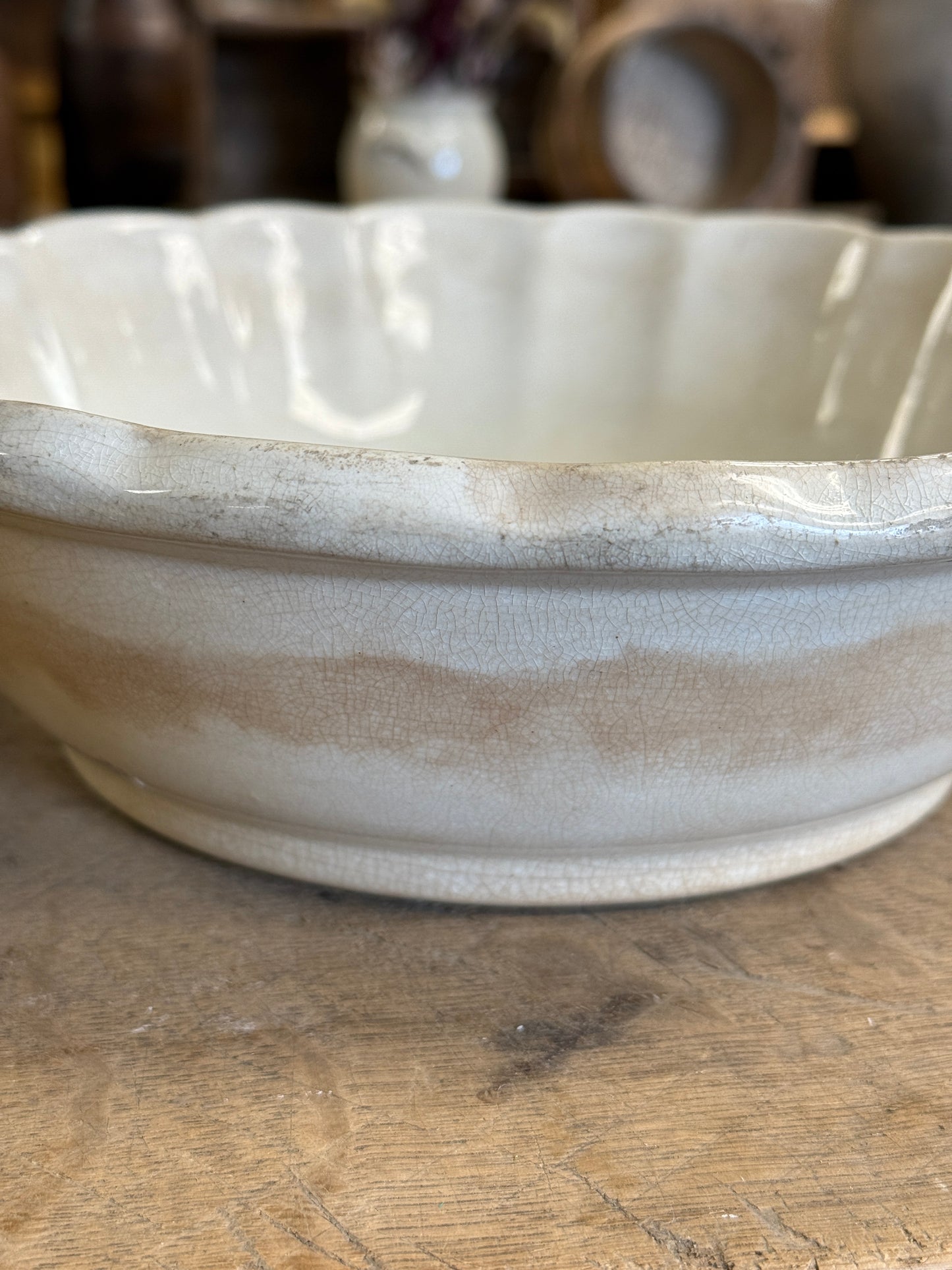 Large Antique Ironstone Serving Bowl