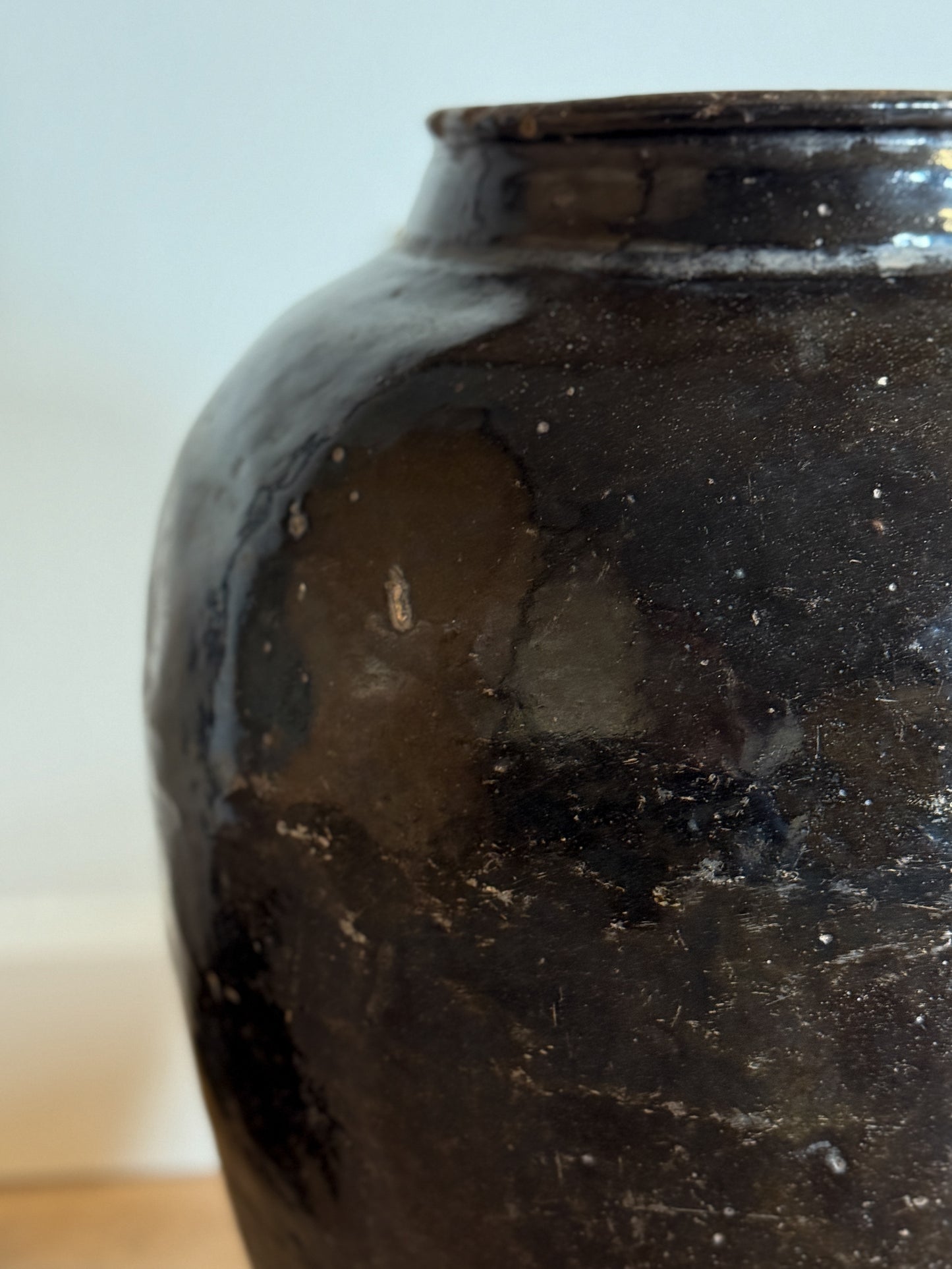 Large Glazed Antique Chinese Vinegar Jar