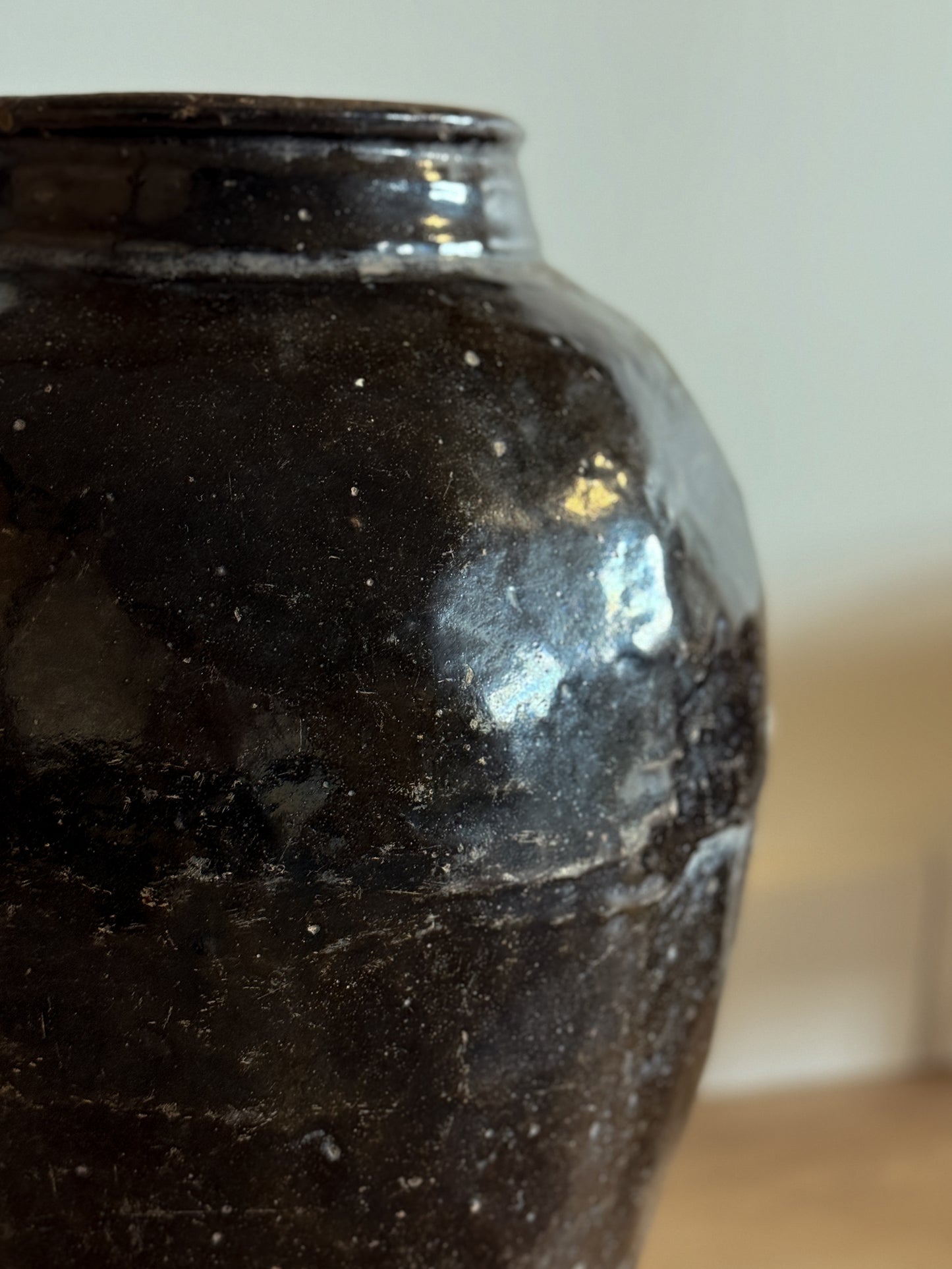 Large Glazed Antique Chinese Vinegar Jar