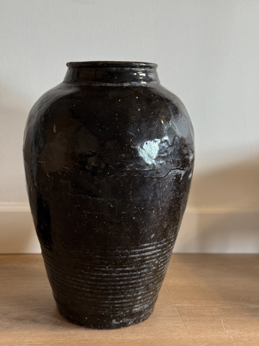 Large Glazed Antique Chinese Vinegar Jar