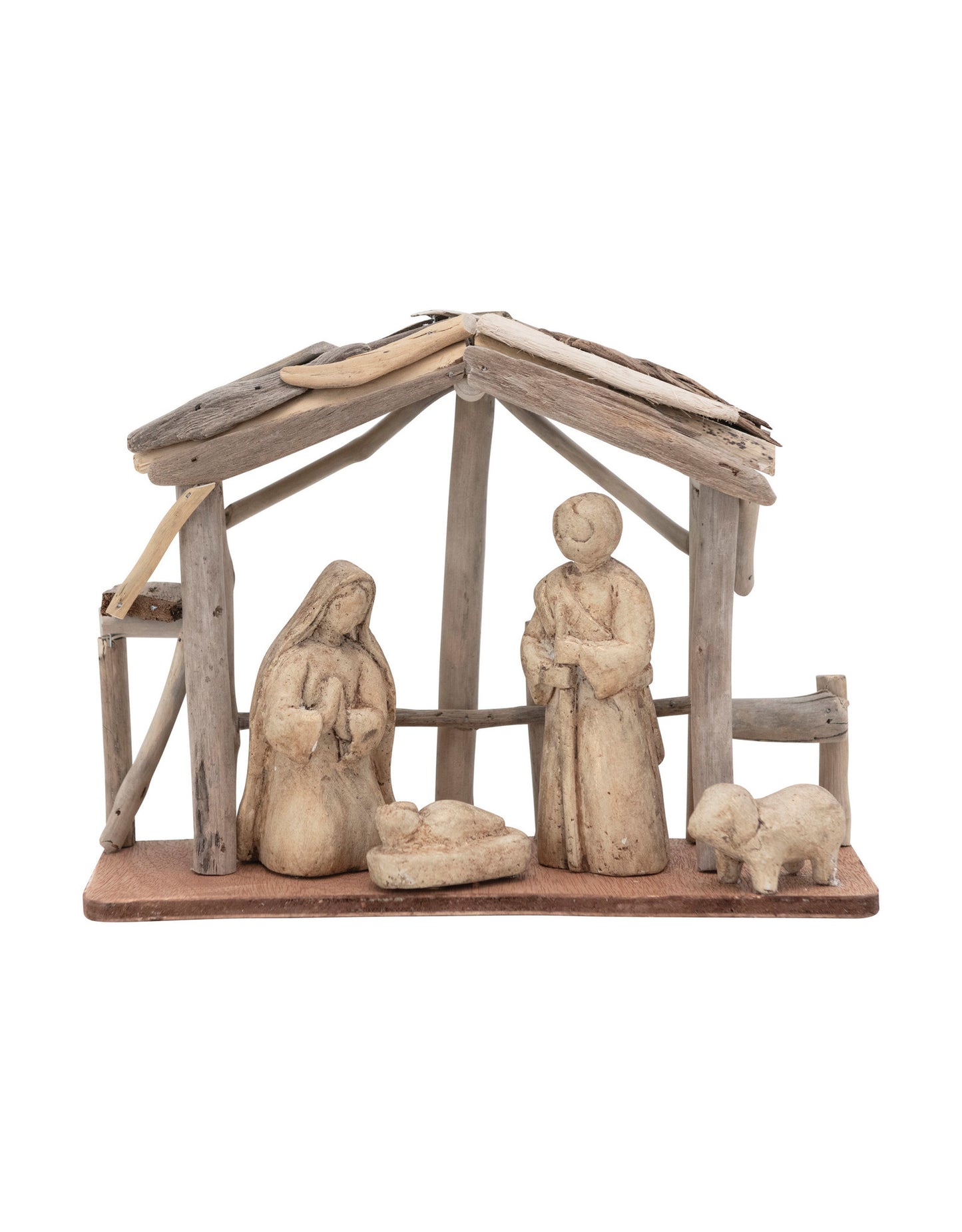 Handmade Driftwood and Paper Mache Nativity