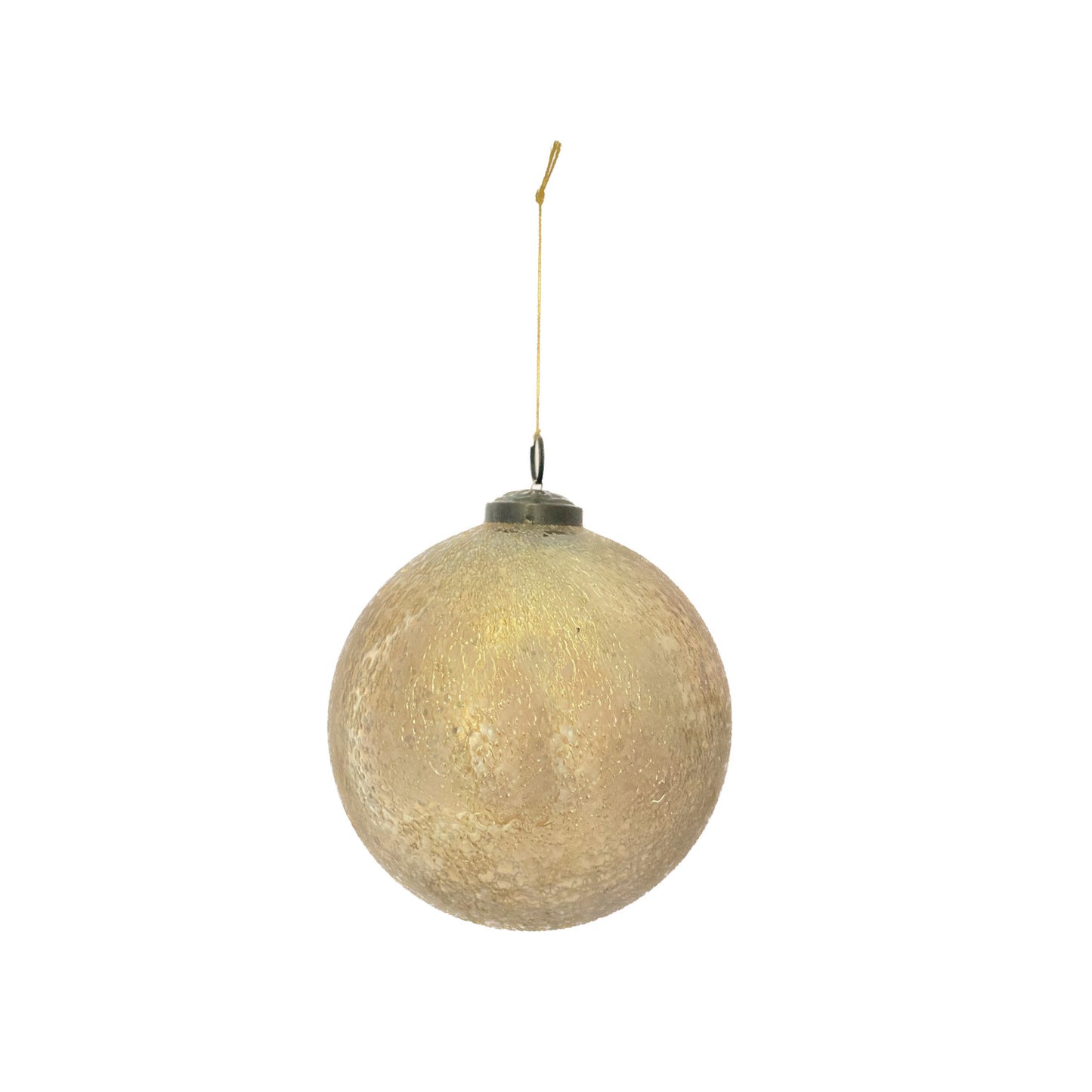 Recycled Seeded Glass Ball Ornament, Antique Gold Finish