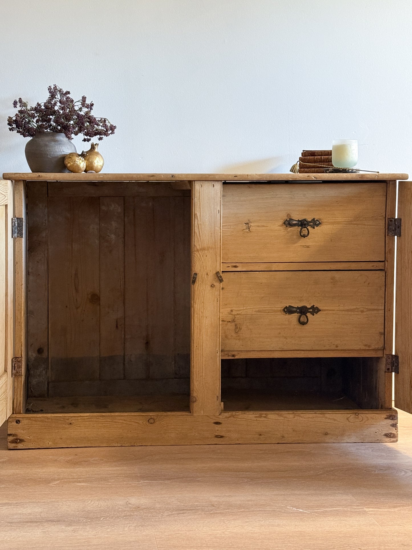 Antique English Pine Sideboard/Cupboard with Interior Storage